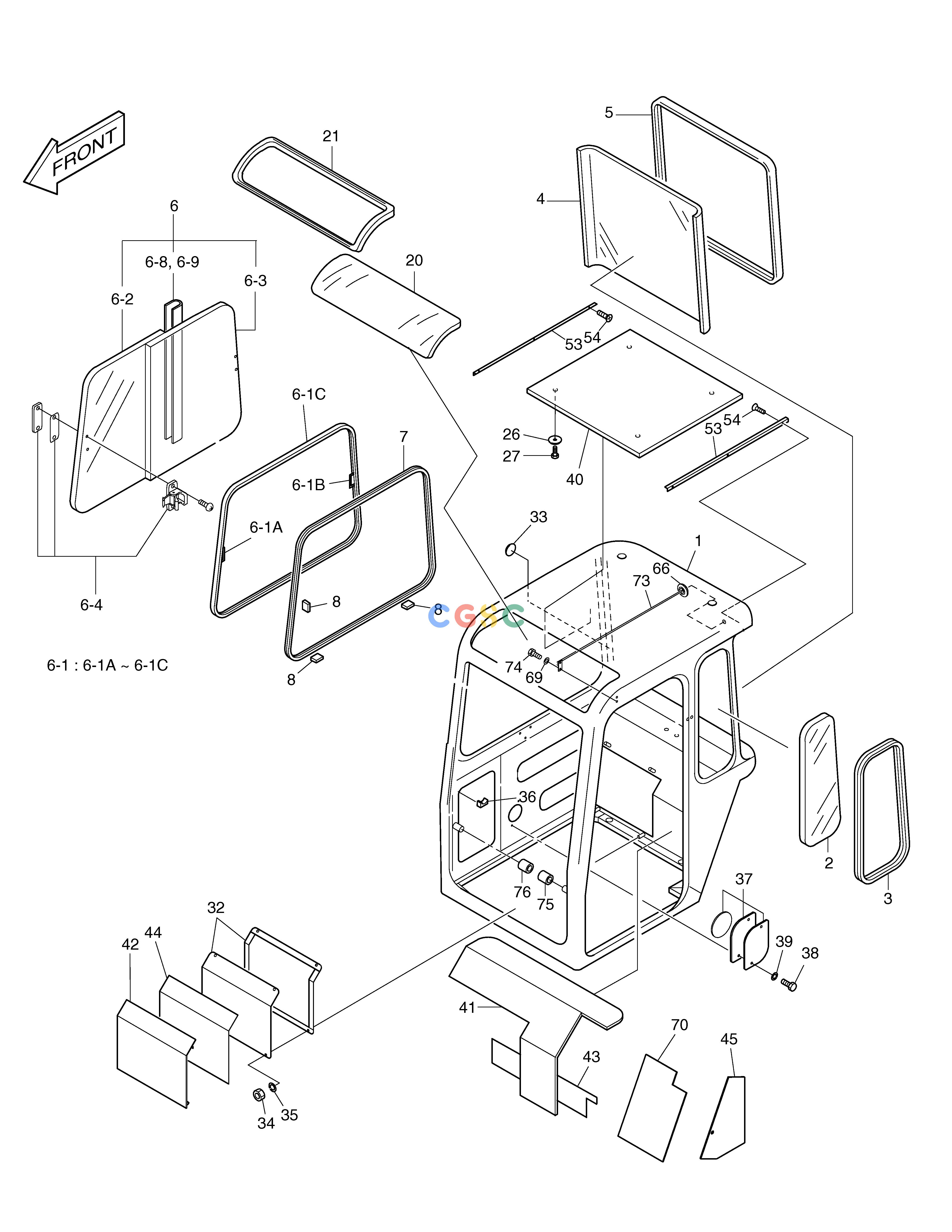 斗山零件查询CABIN(1) - TOPS SOLAR 030PLUS (S/N 20001~) Doosan parts catalog online