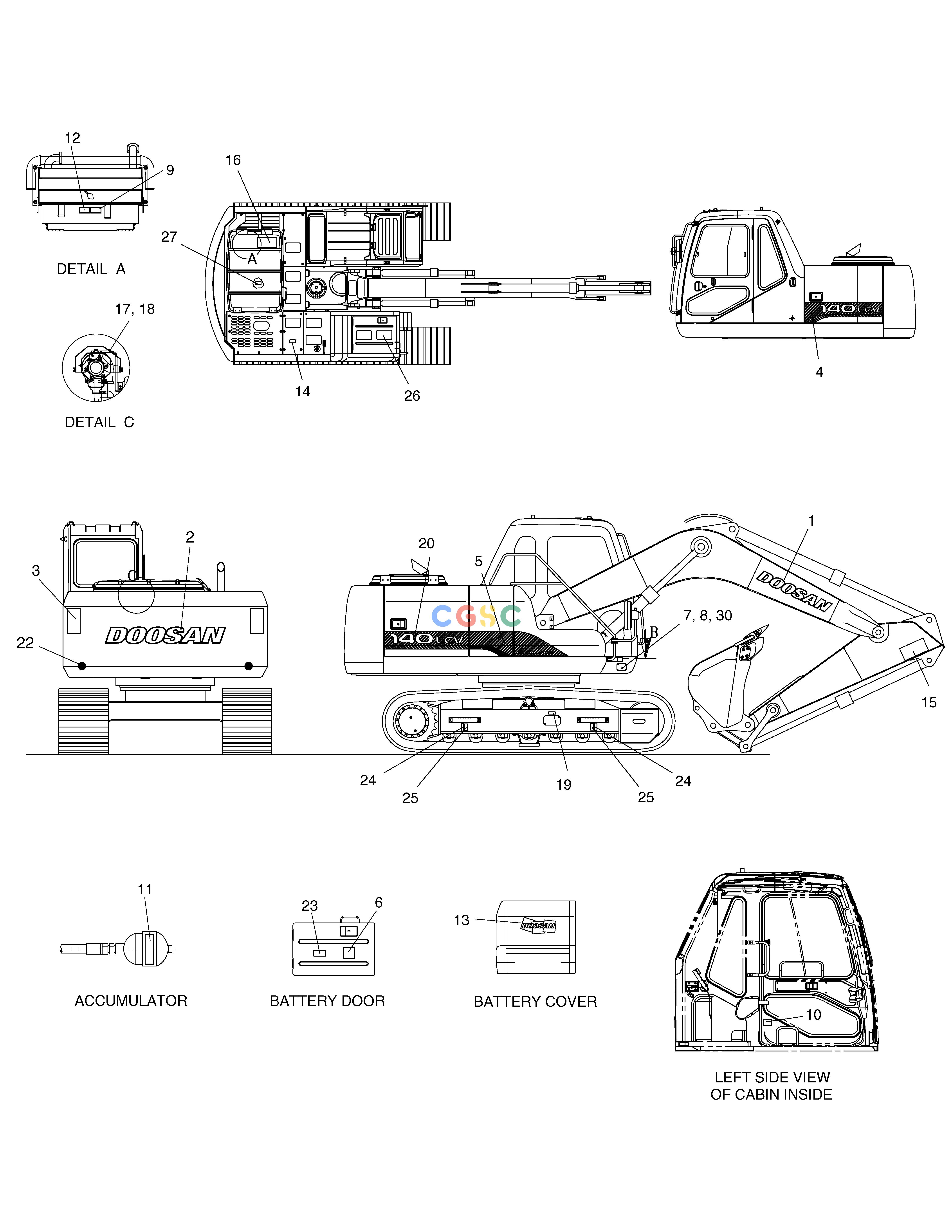 斗山零件查询NAME PLATE-ENGLISH SOLAR 140LC-V Doosan parts catalog online