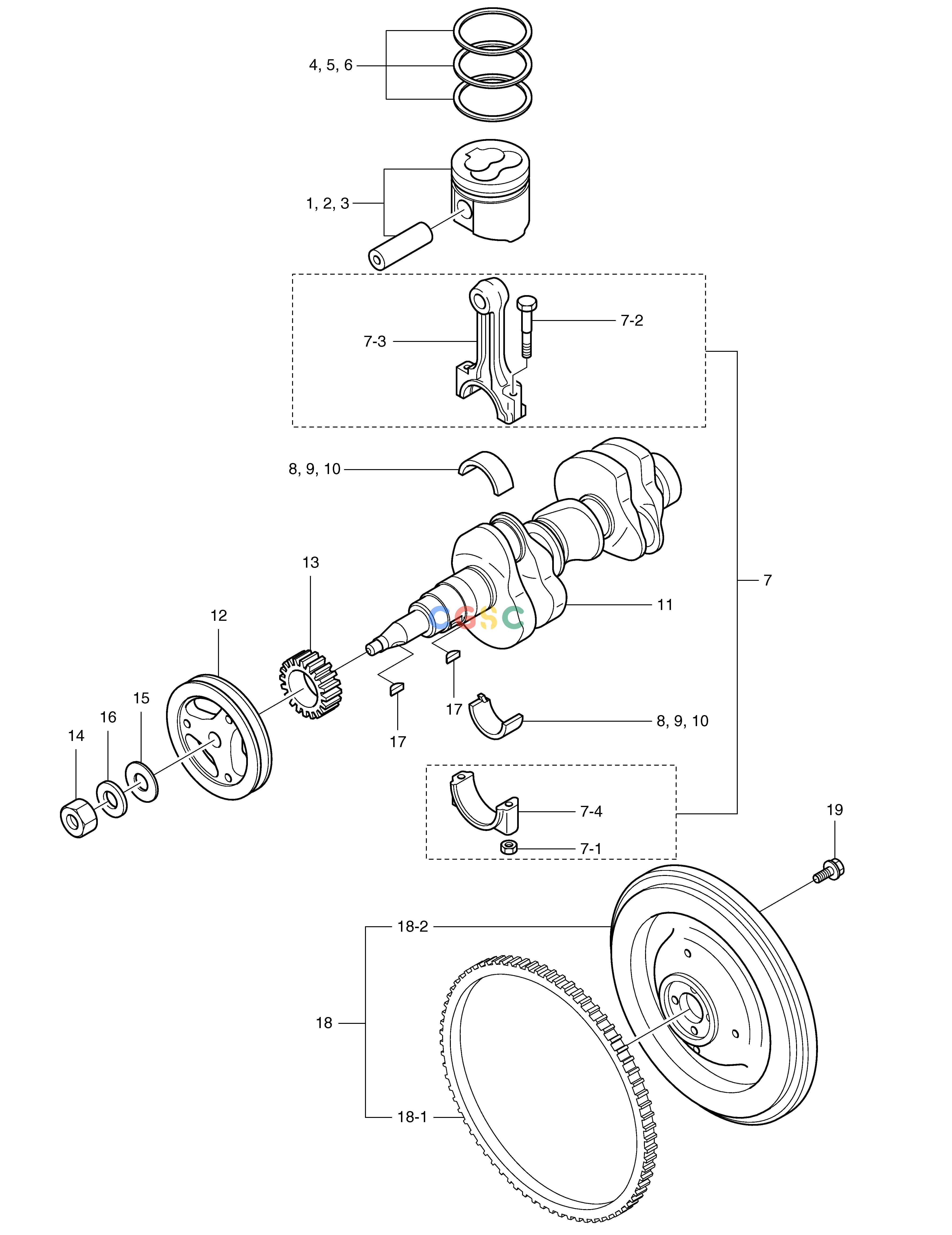 斗山零件查询CRANK SHAFT & PISTON SOLAR 015PLUS / S018-VT Doosan parts catalog online
