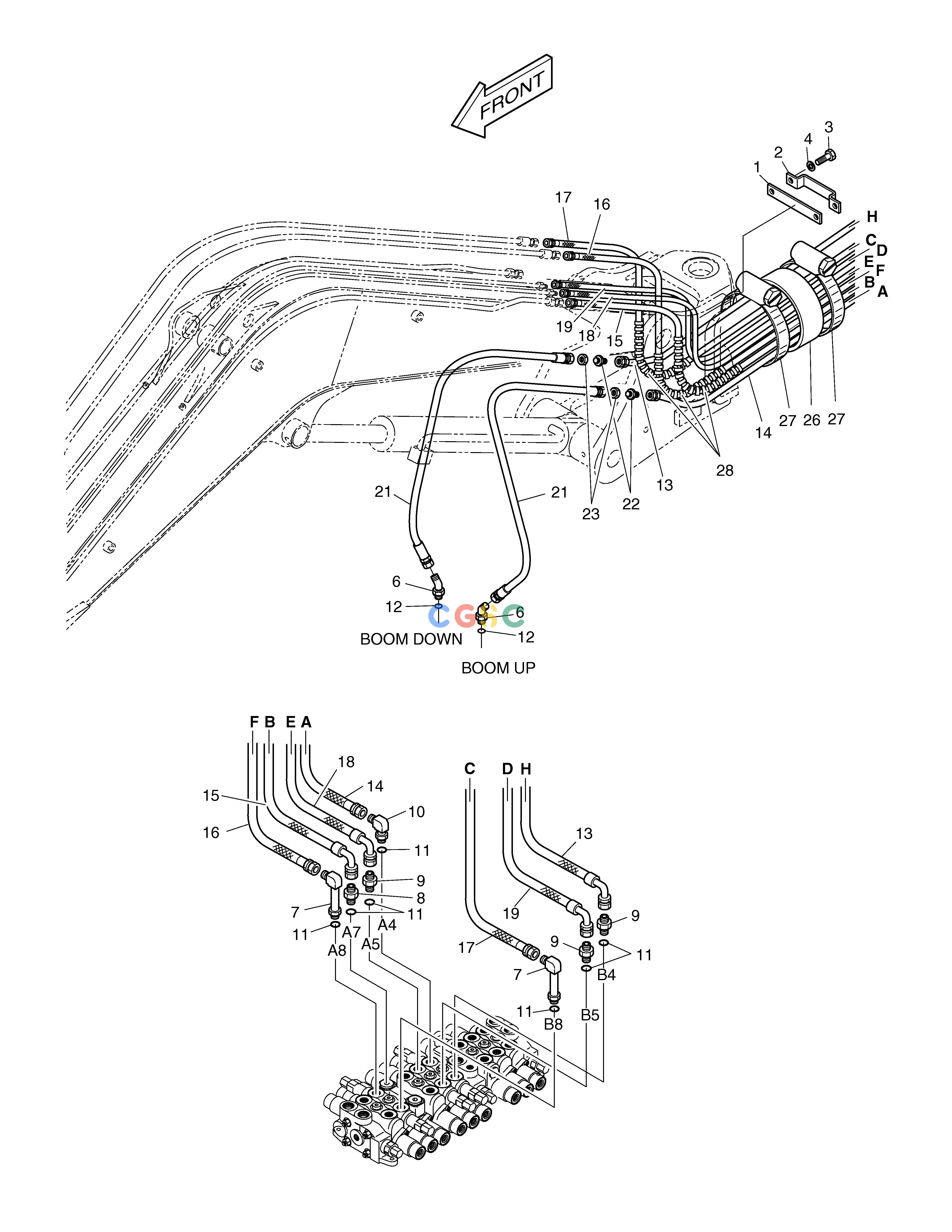 斗山零件查询MAIN PIPING(4) SOLAR 015PLUS / S018-VT Doosan parts catalog online