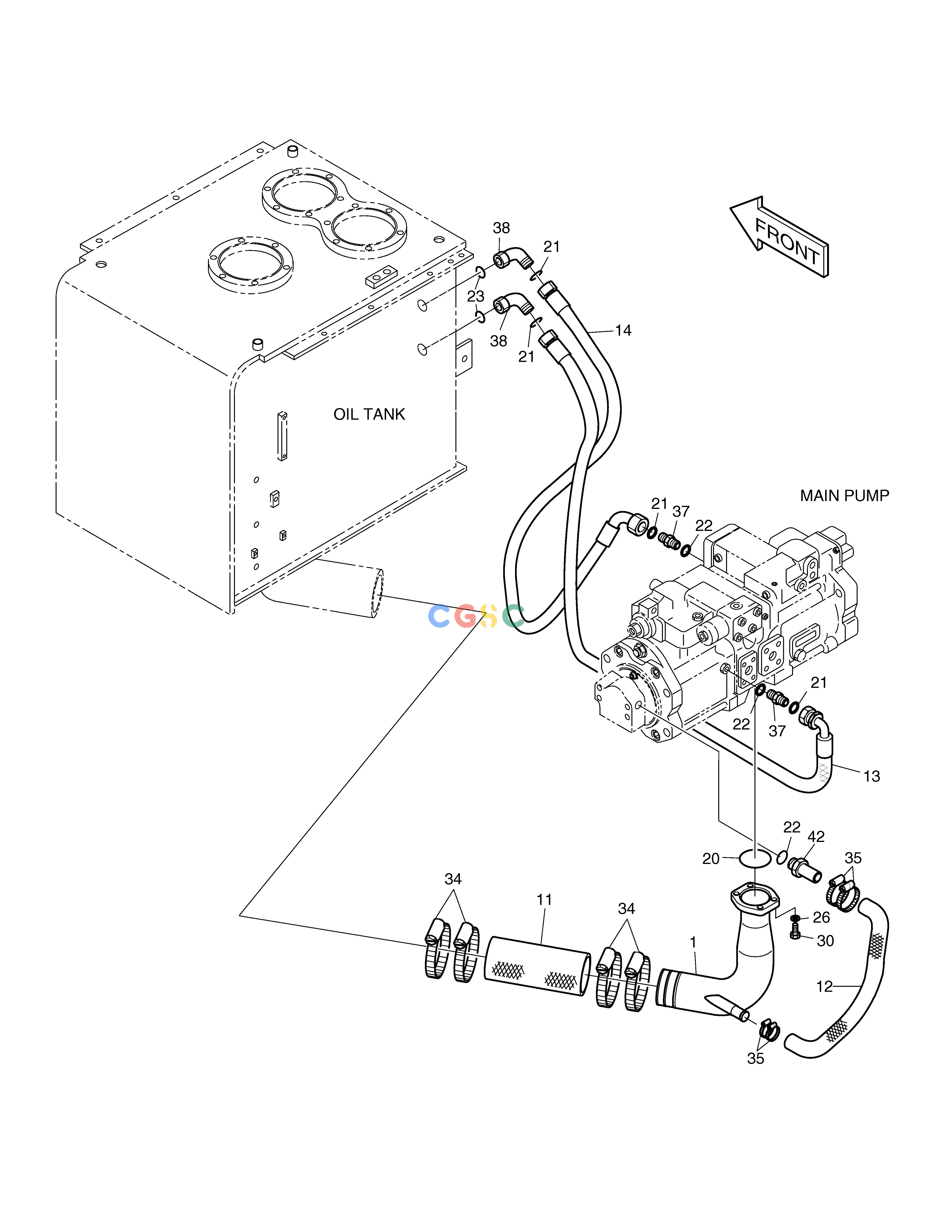 斗山零件查询OIL COOLER PIPING(1) SOLAR 450LC-V Doosan parts catalog online