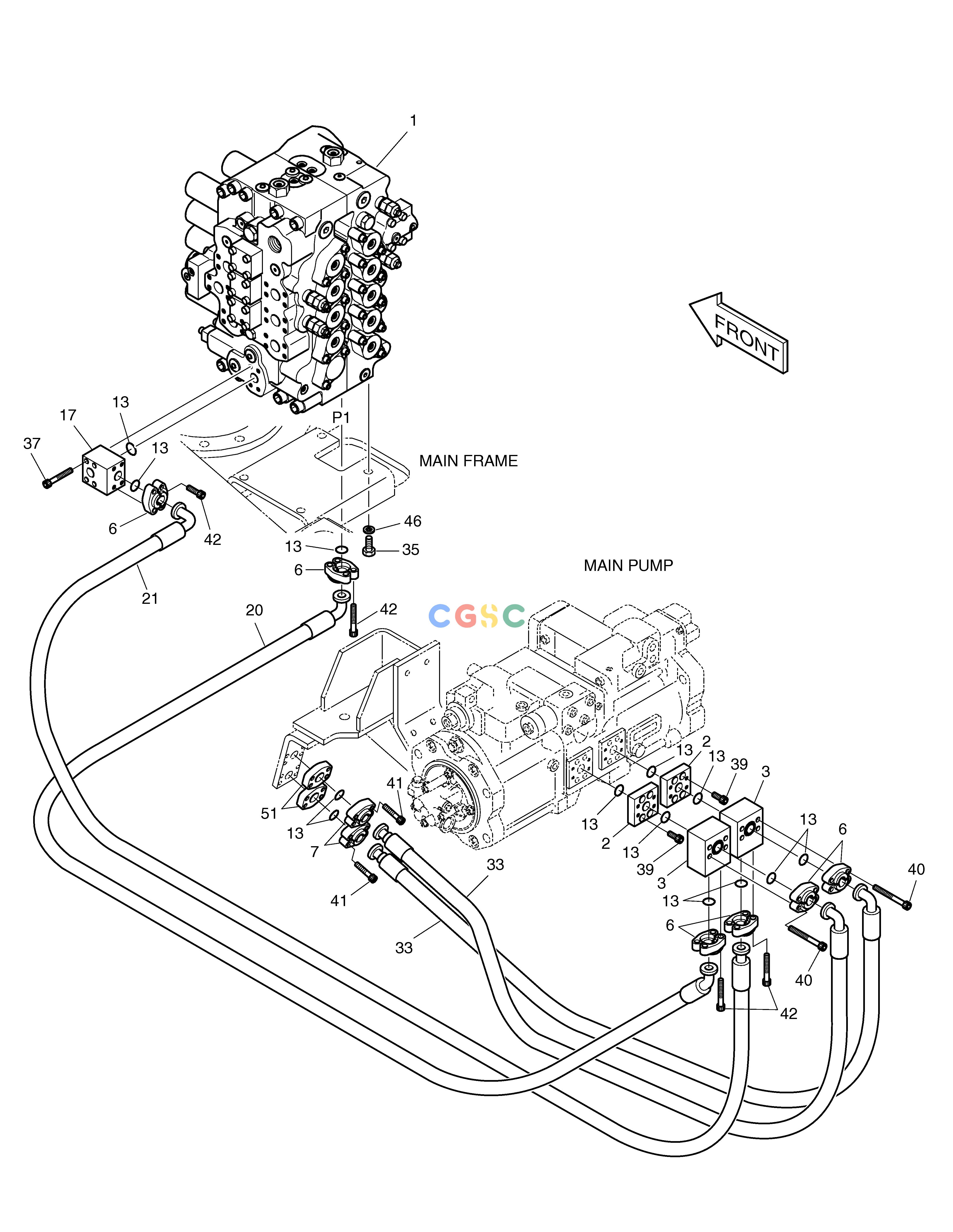 斗山零件查询MAIN PIPING(1)-PUMP SOLAR 450LC-V Doosan parts catalog online