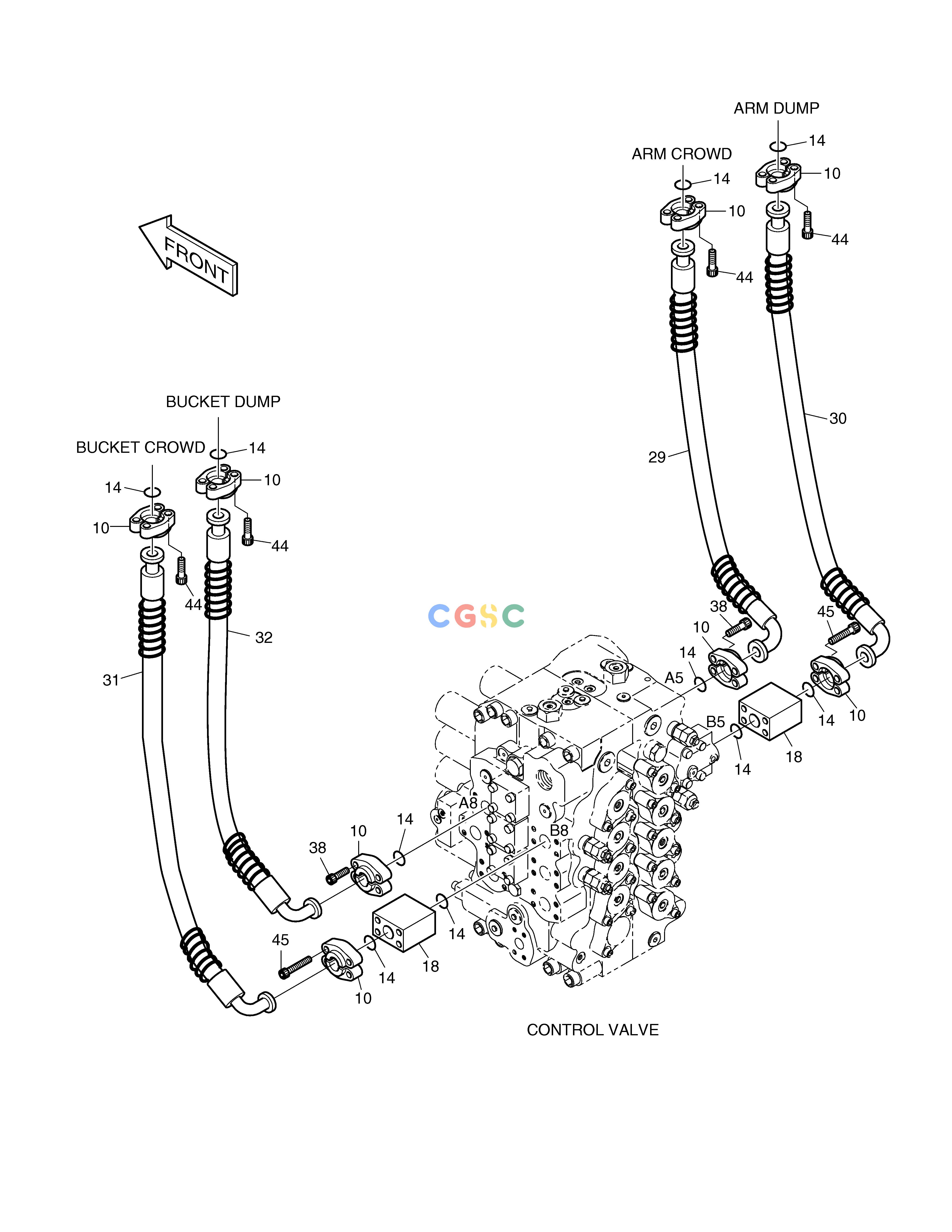 斗山零件查询MAIN PIPING(3)-ARM,BUCKET SOLAR 450LC-V Doosan parts catalog online