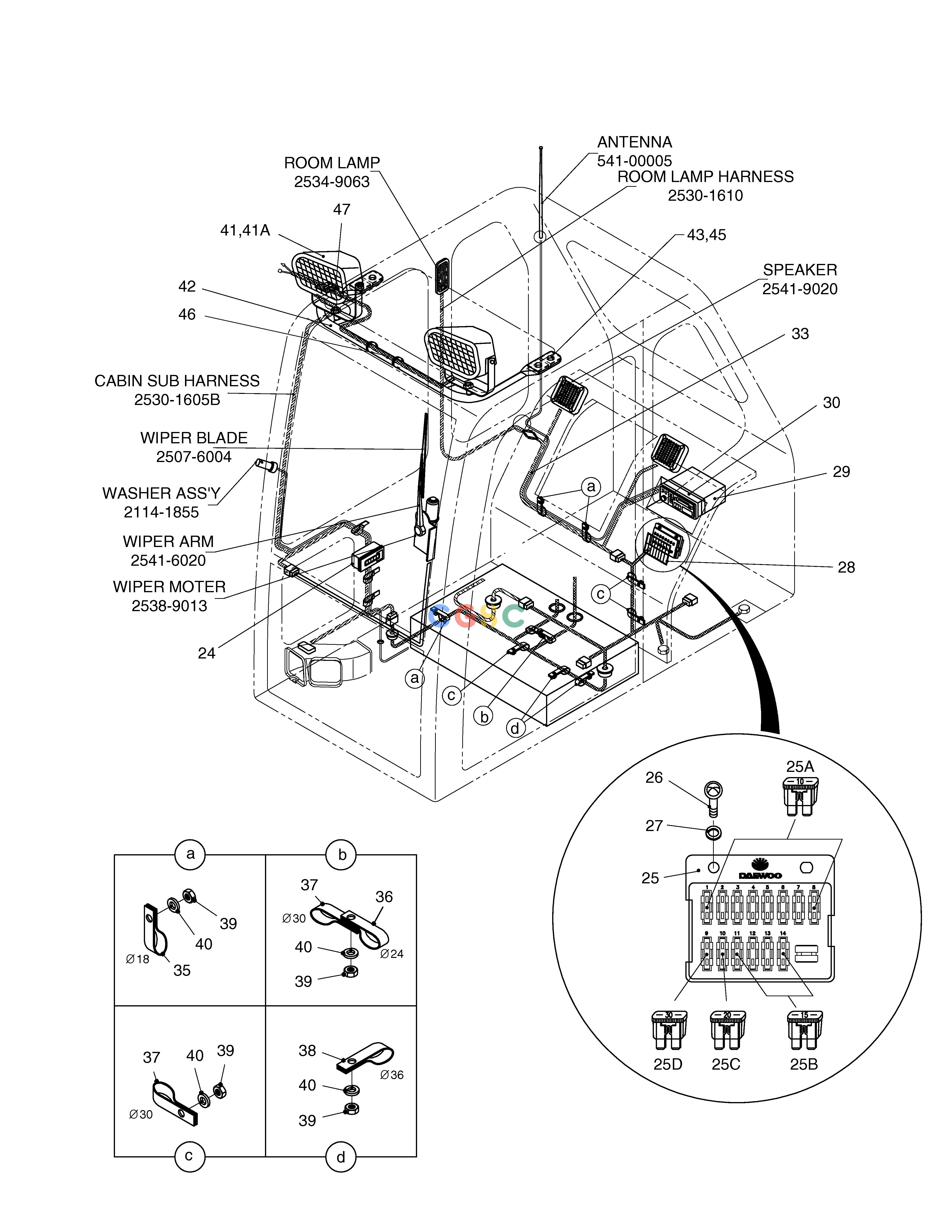 斗山零件查询ELECTRIC PARTS(3)-CABIN SOLAR 450LC-V Doosan parts catalog online