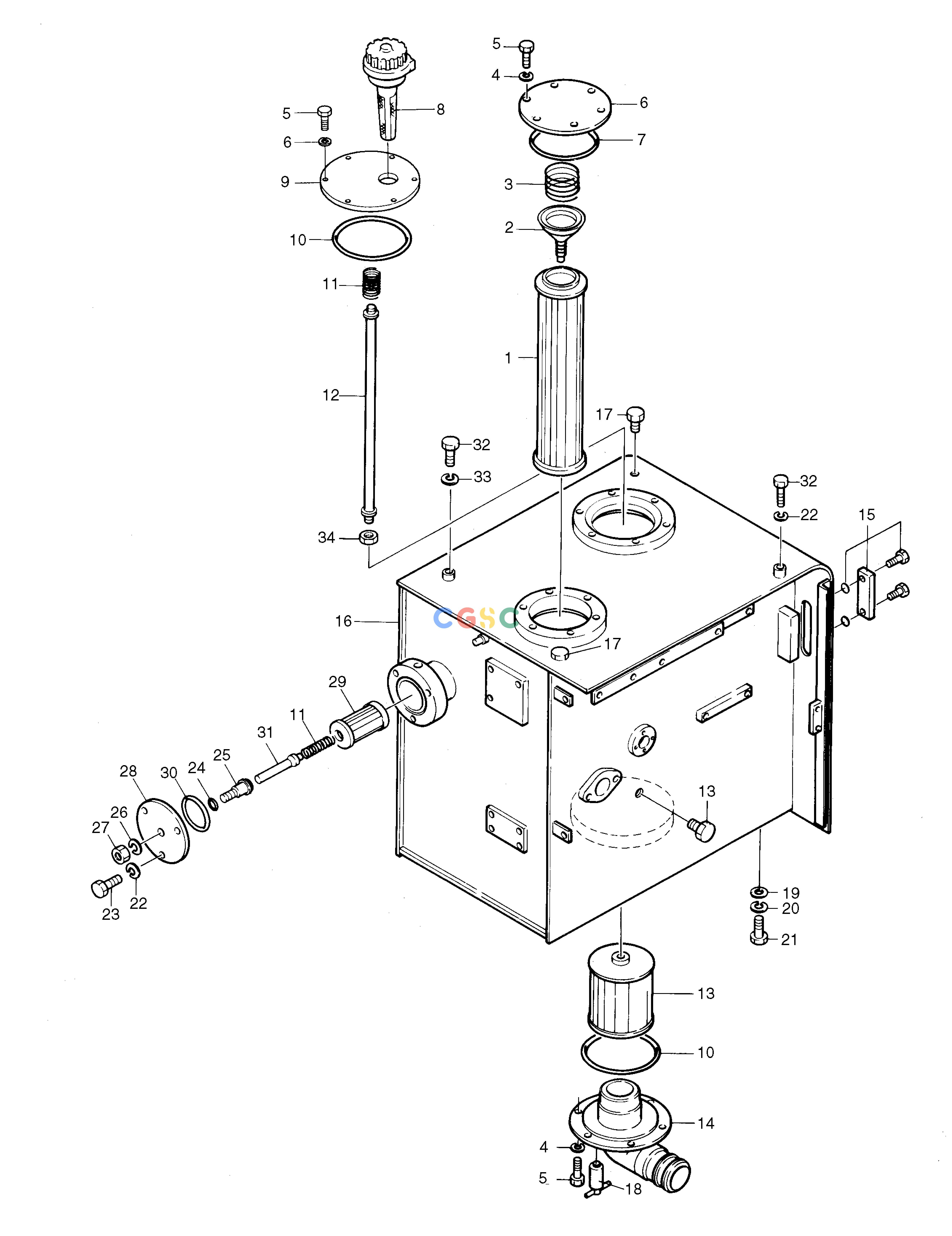 斗山零件查询OIL TANK(2)-FOR K3V PUMP SOLAR 130-2 Doosan parts catalog online