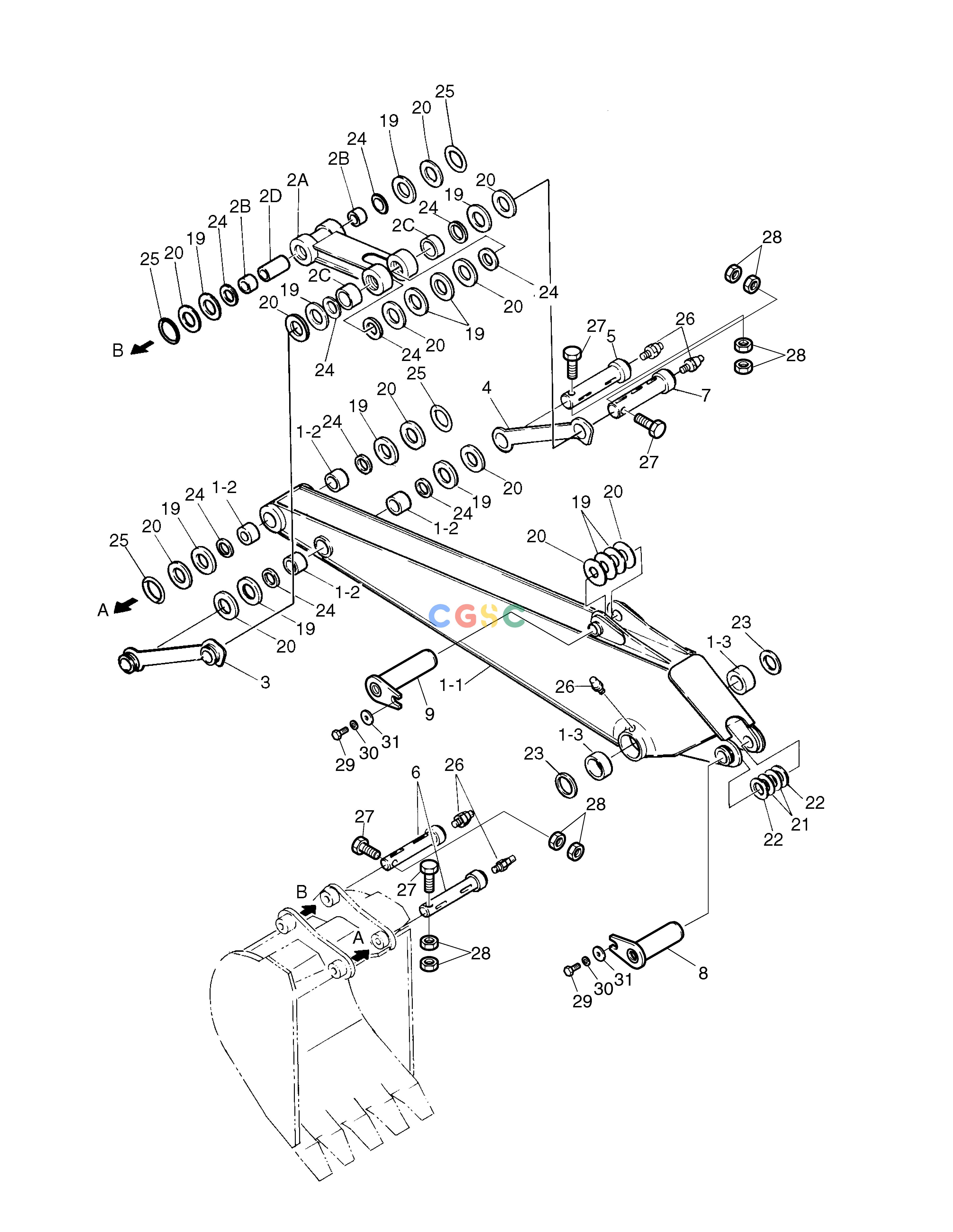 斗山零件查询ARM(2)-1.96M SOLAR 130-2 Doosan parts catalog online