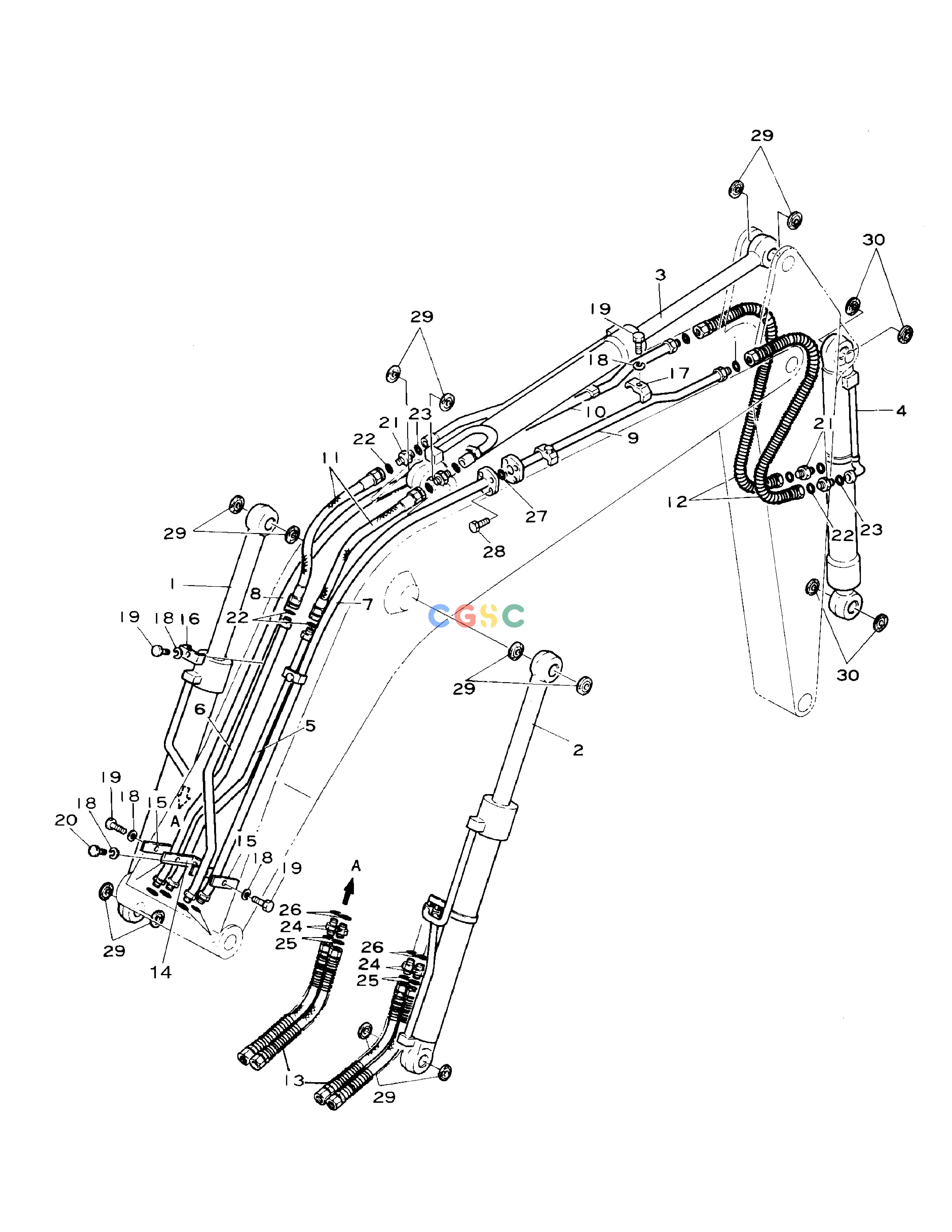 斗山零件查询FRONT PIPING-BOOM 3.85m SOLAR 130-2 Doosan parts catalog online