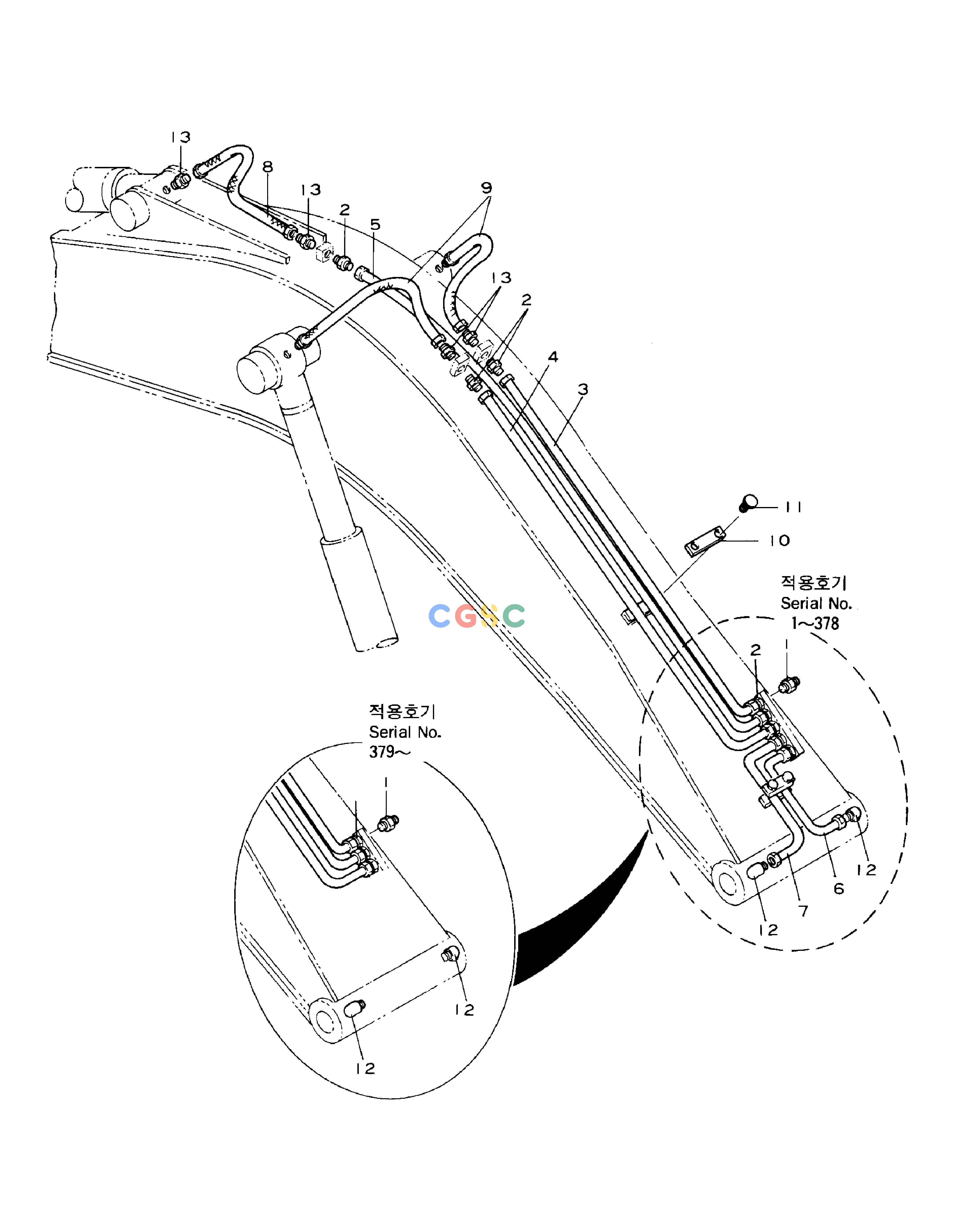 斗山零件查询LUBRICATOR PIPING-BOOM 3.85m SOLAR 130-2 Doosan parts catalog online