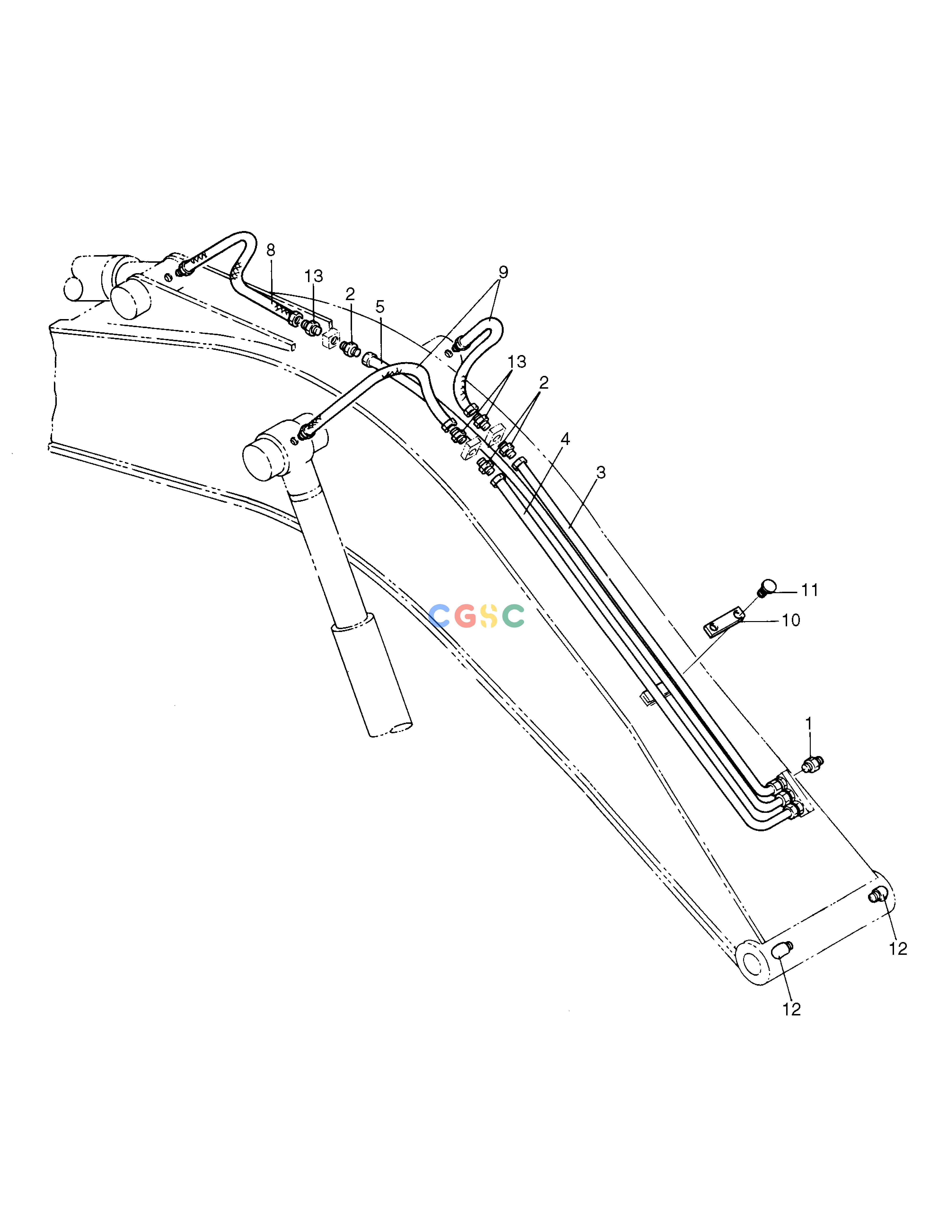 斗山零件查询LUBRICATOR PIPING-BOOM 4.15m SOLAR 130-2 Doosan parts catalog online