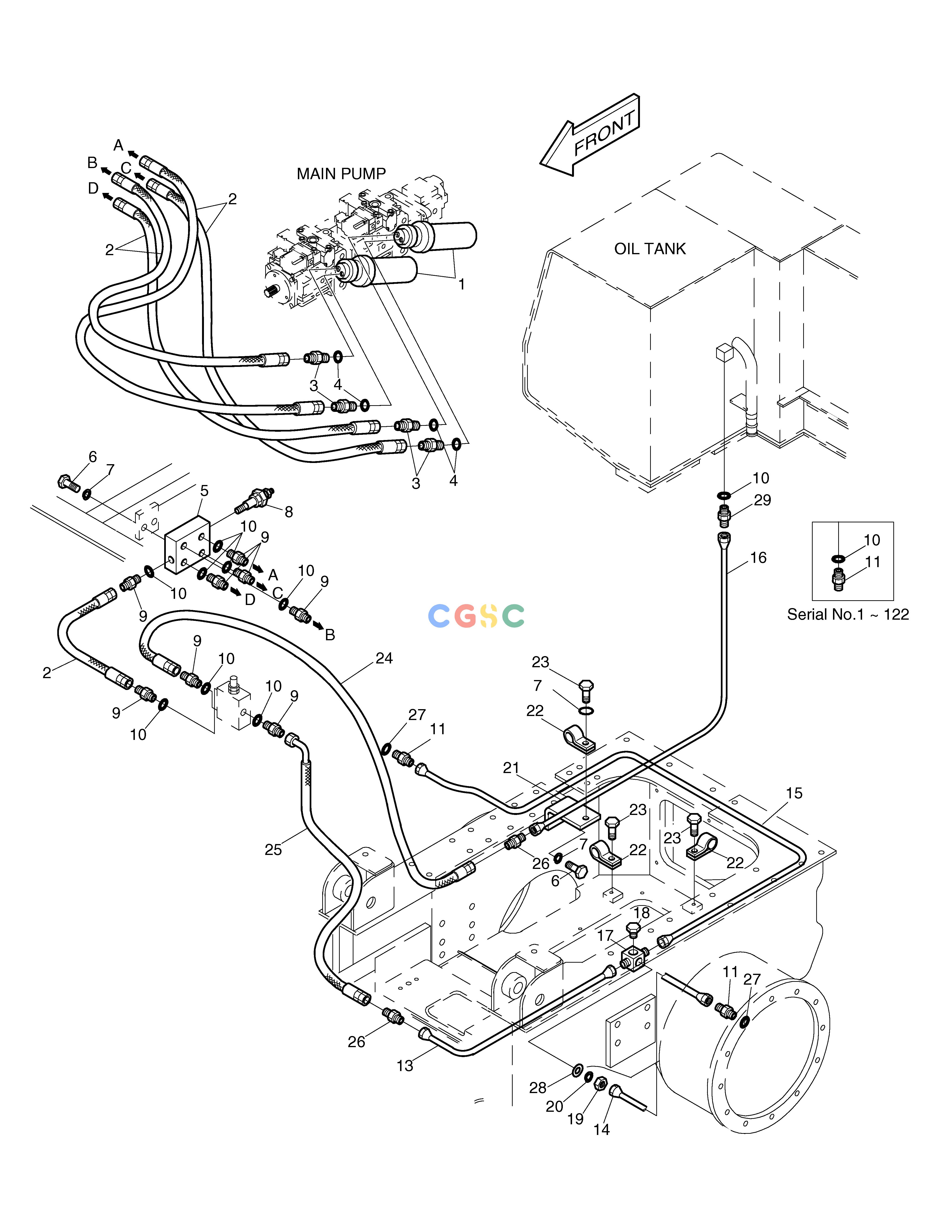 斗山零件查询BRAKE & FILTER PIPING DD80 Doosan parts catalog online