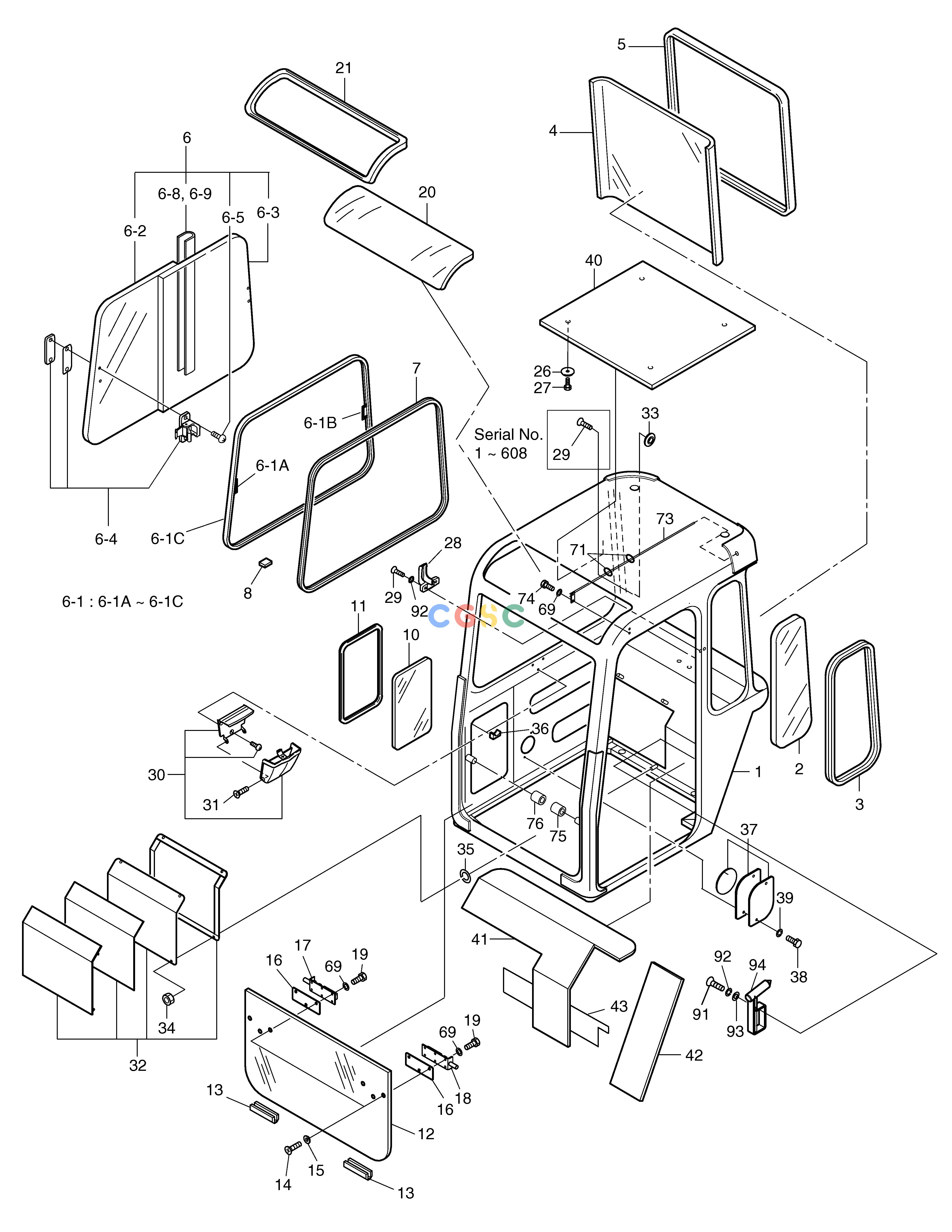 斗山零件查询CABIN(1)-OPTION SOLAR 030 Doosan parts catalog online