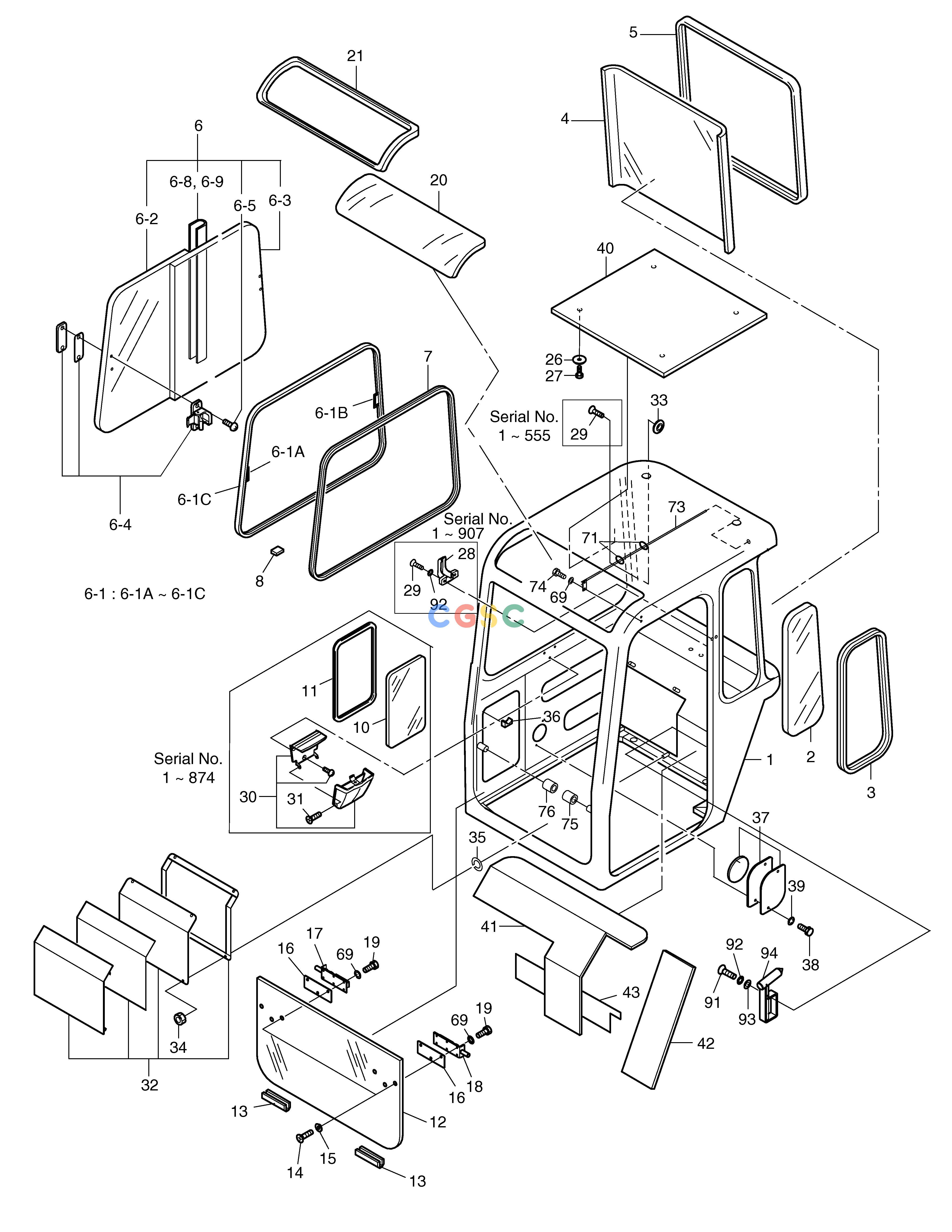 斗山零件查询CABIN(1)-OPTION(TOPS) SOLAR 035 Doosan parts catalog online