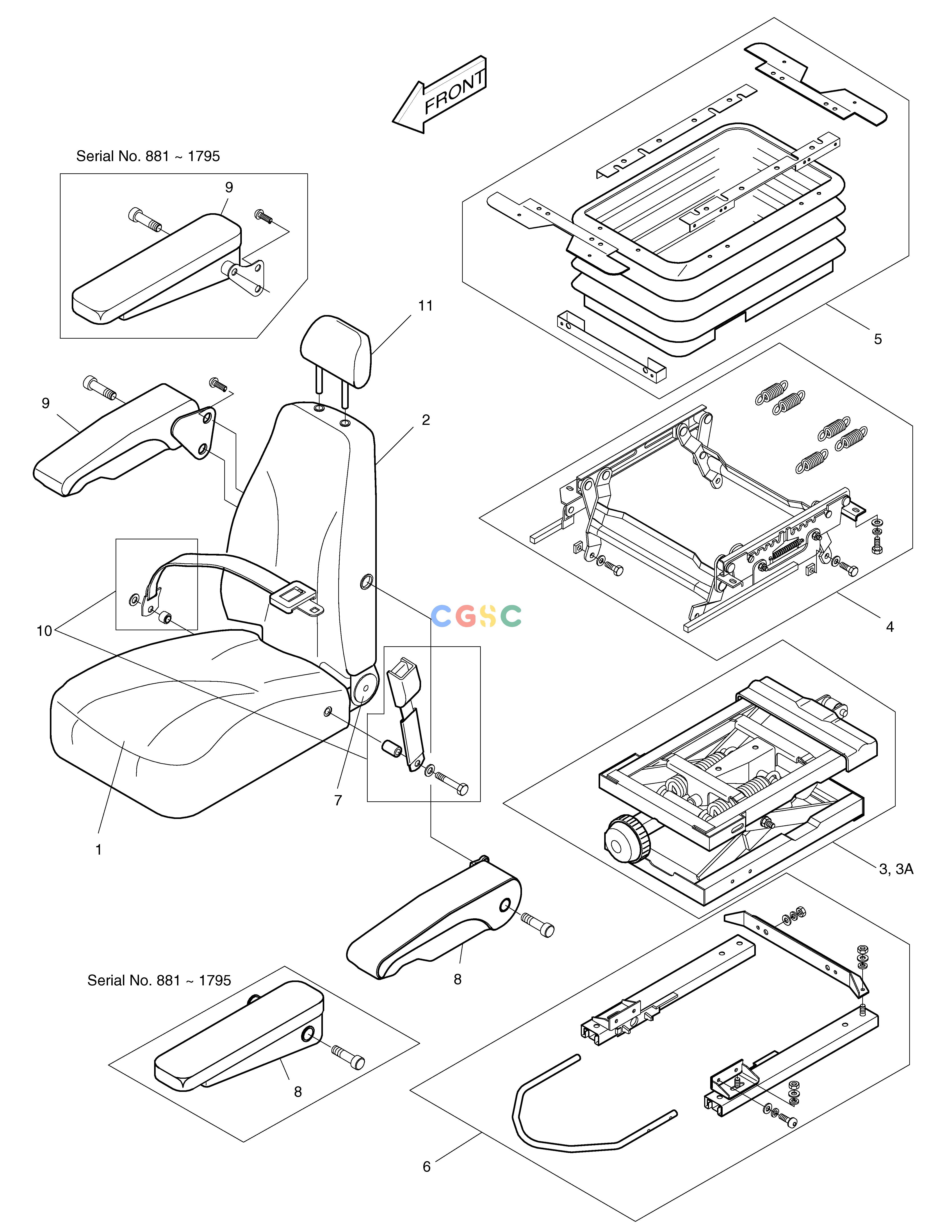 斗山零件查询SEAT-EXCEPT EUROPE & U.S.A SOLAR 290LC-V Doosan parts catalog online