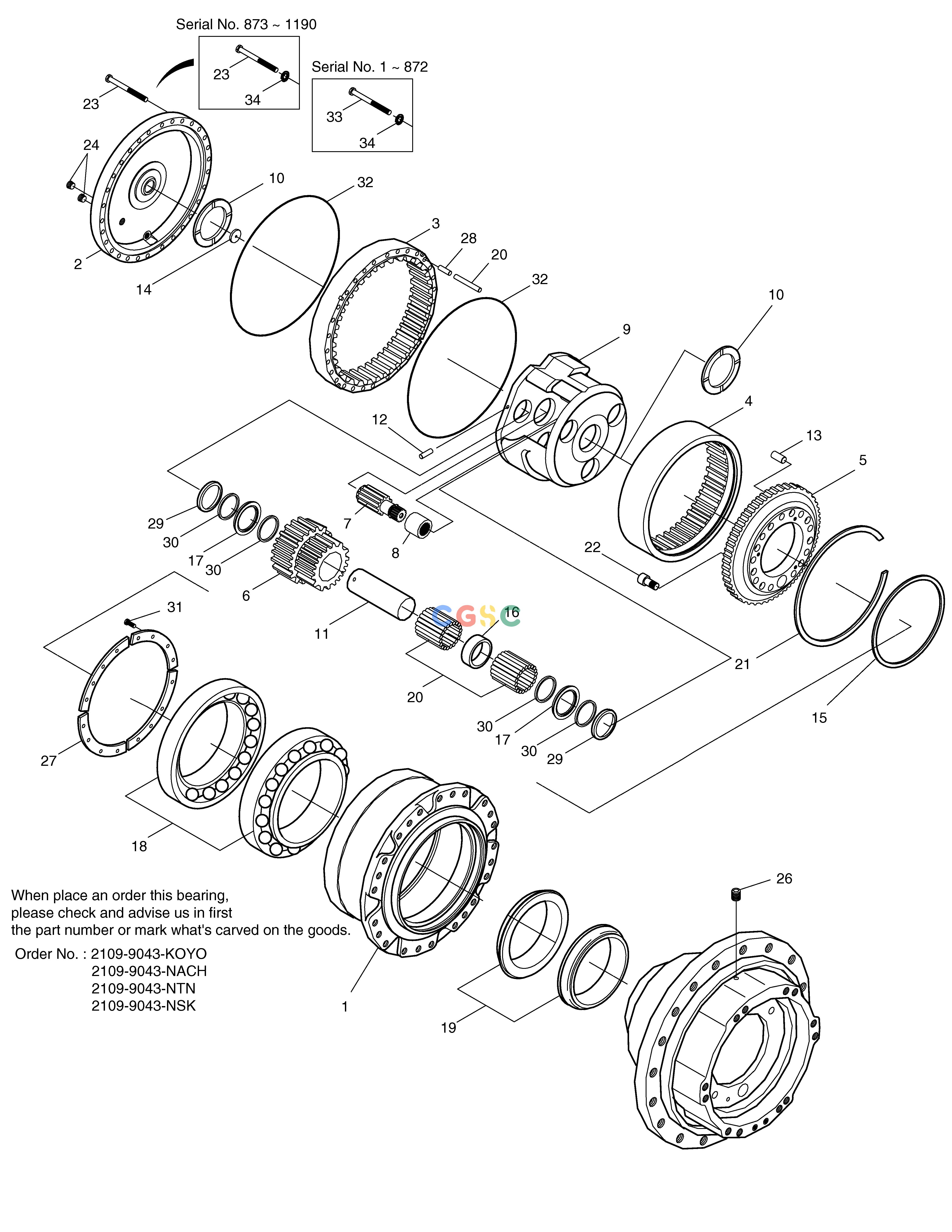 斗山零件查询TRAVEL REDUCTION GEAR-DTD283V SOLAR 290LC-V Doosan parts catalog online