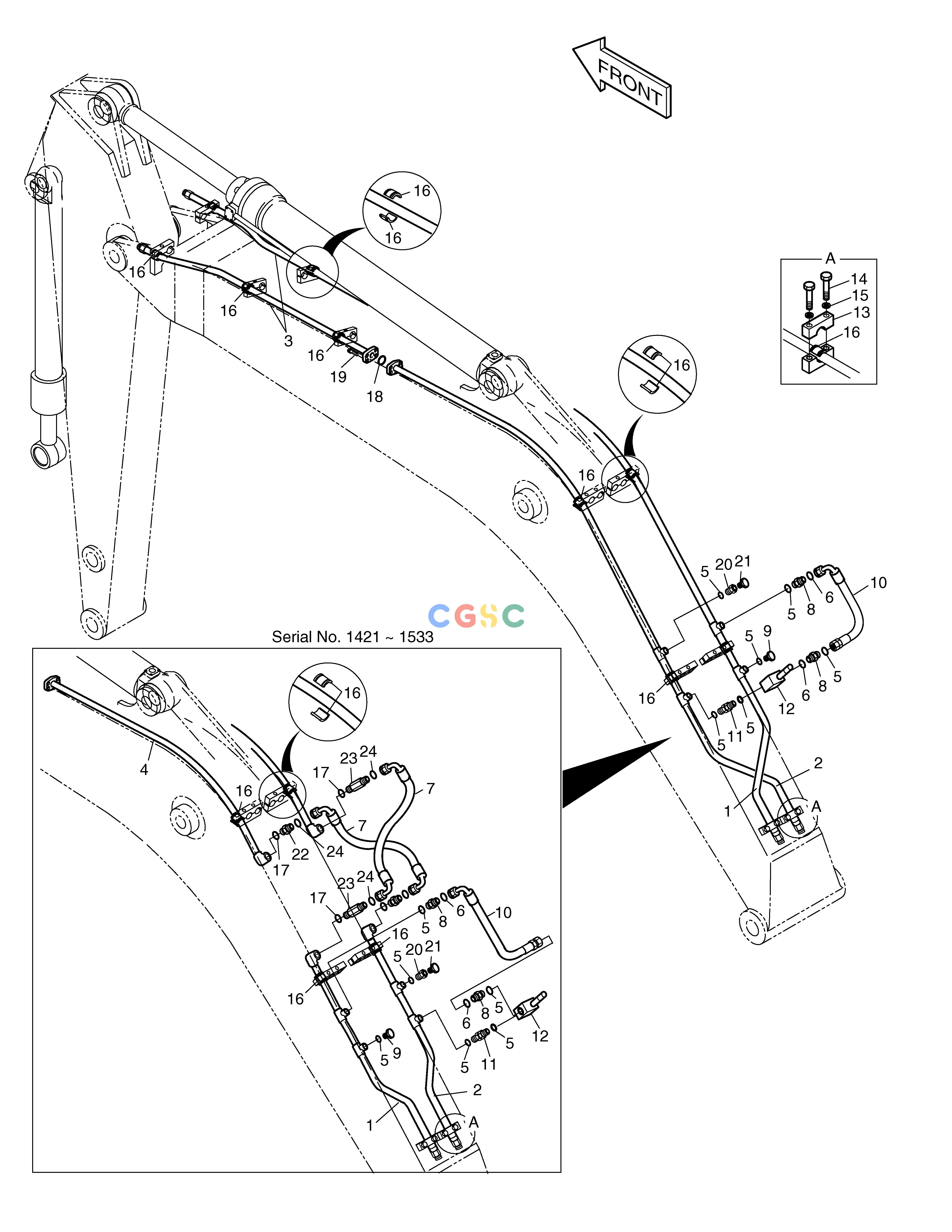 斗山零件查询BOOM PIPING-ONE WAY(JAPAN) SOLAR 290LC-V Doosan parts catalog online