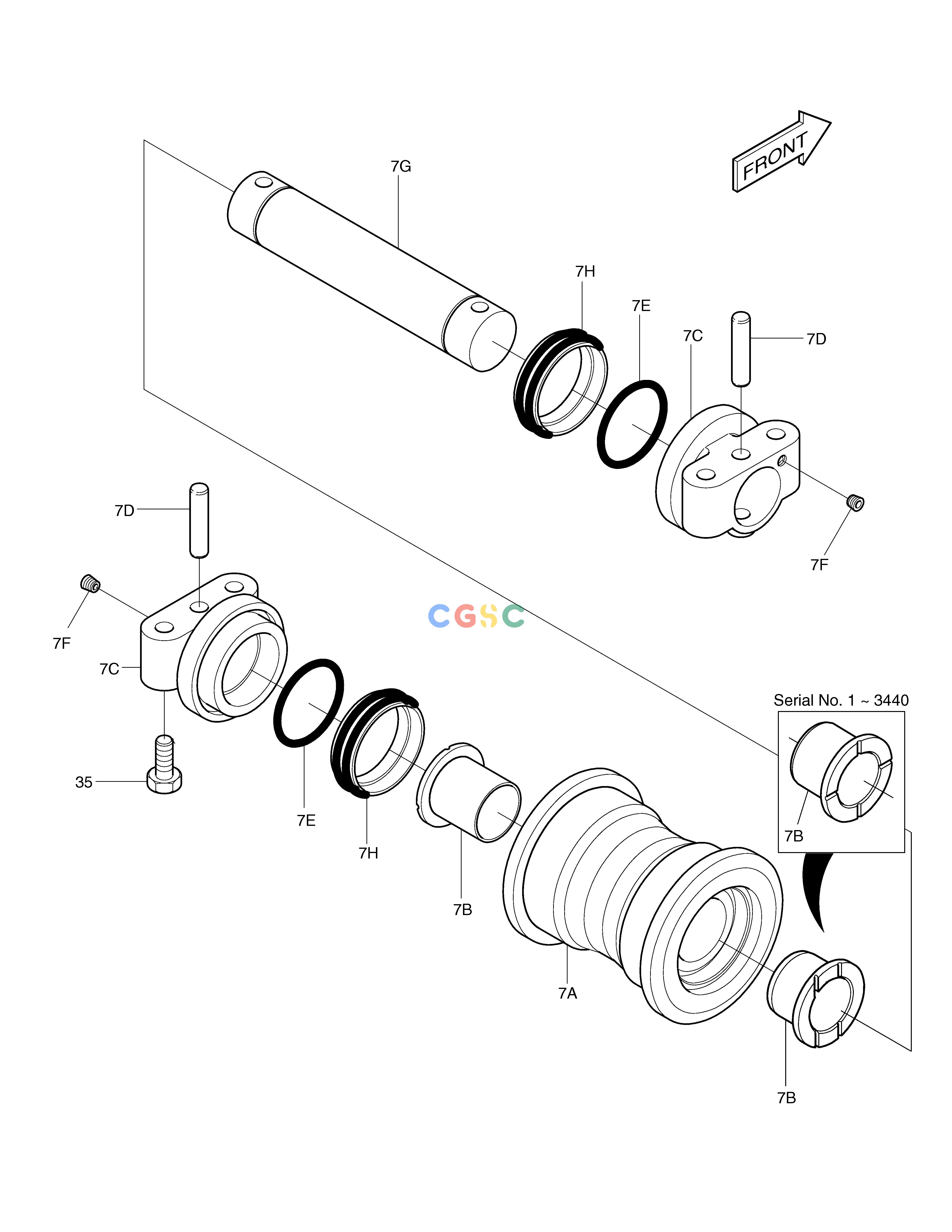 斗山零件查询LOWER ROLLER SOLAR 220LC-V Doosan parts catalog online