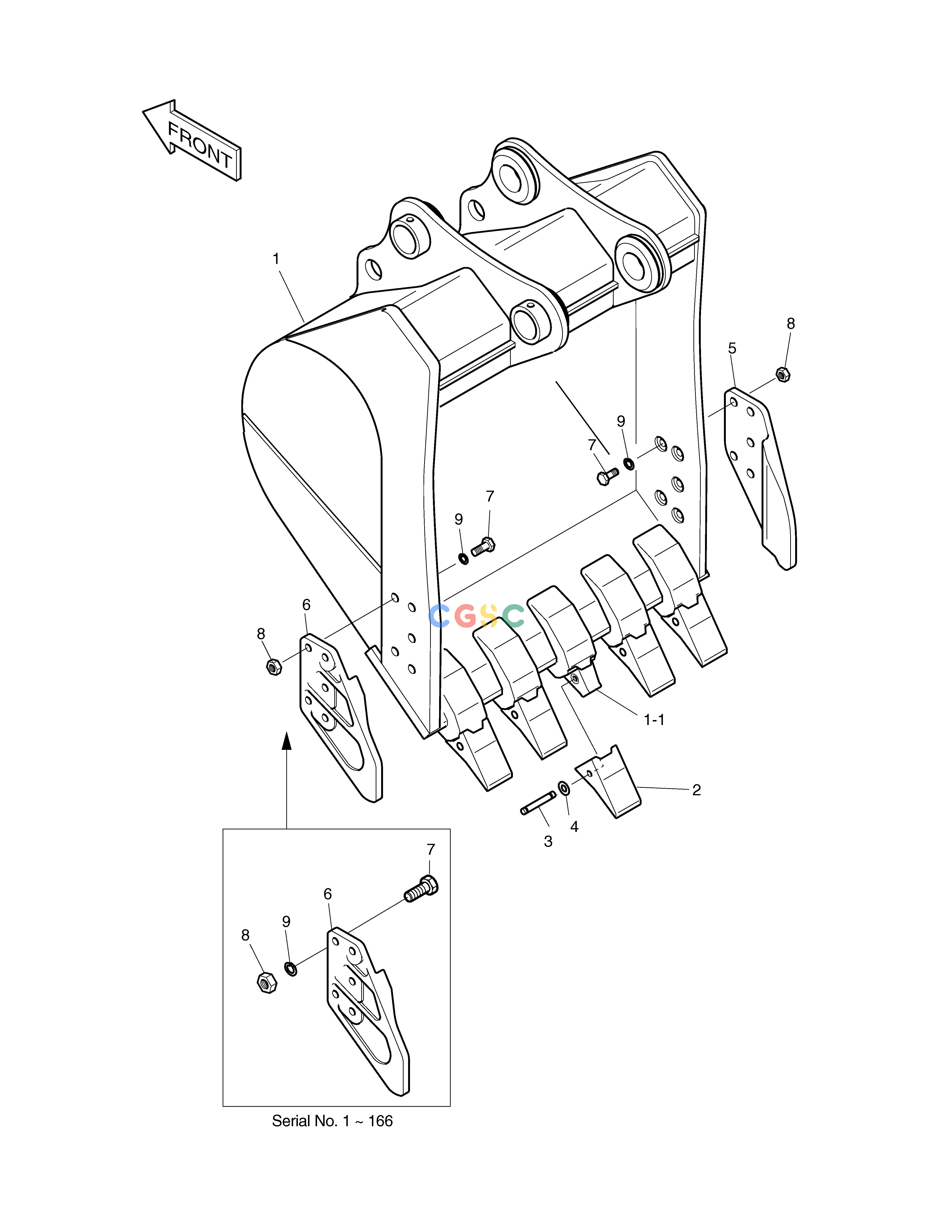 斗山零件查询BUCKET-0.8㎥ H.D TYPE SOLAR 220LC-V Doosan parts catalog online