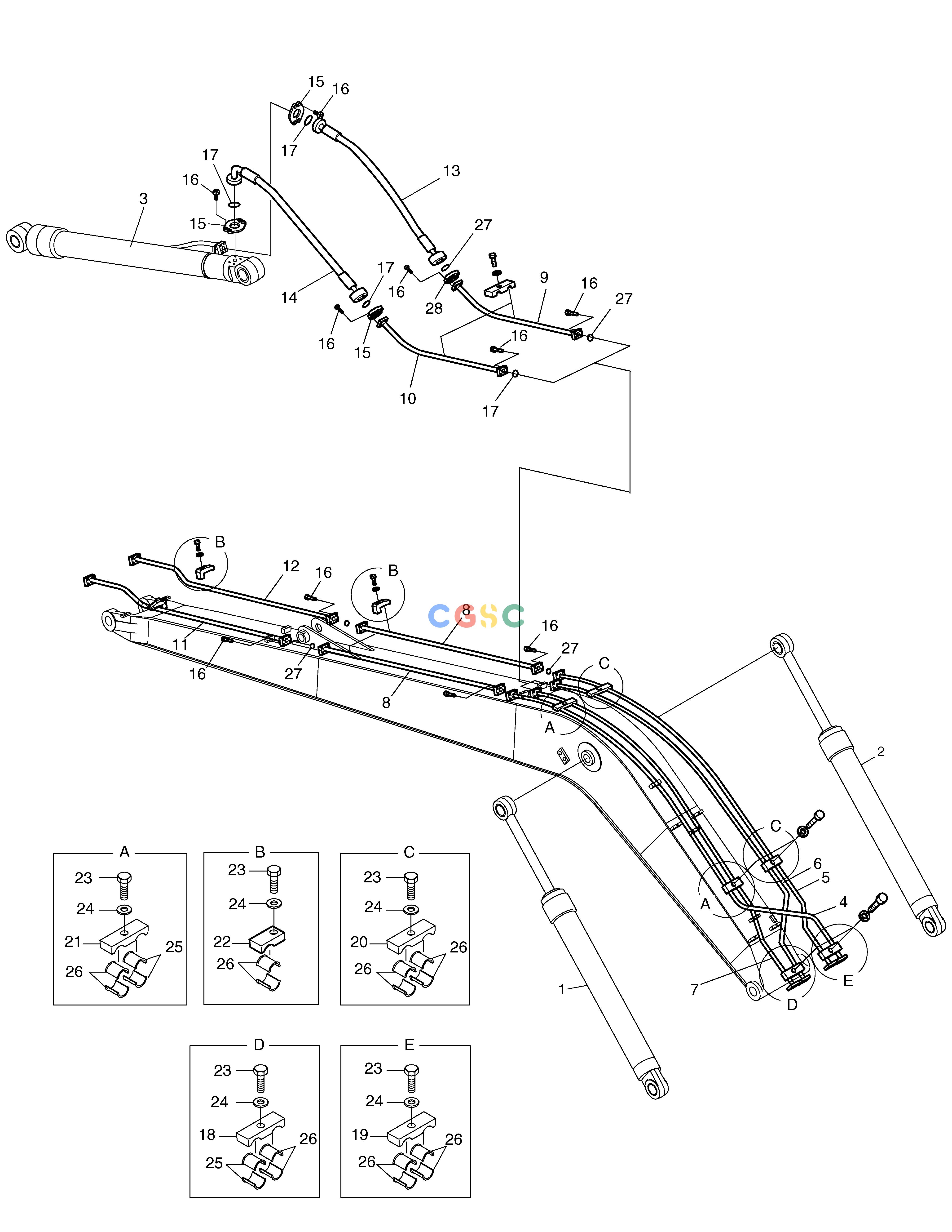 斗山零件查询BOOM PIPING-8.5m SOLAR 220LC-V Doosan parts catalog online