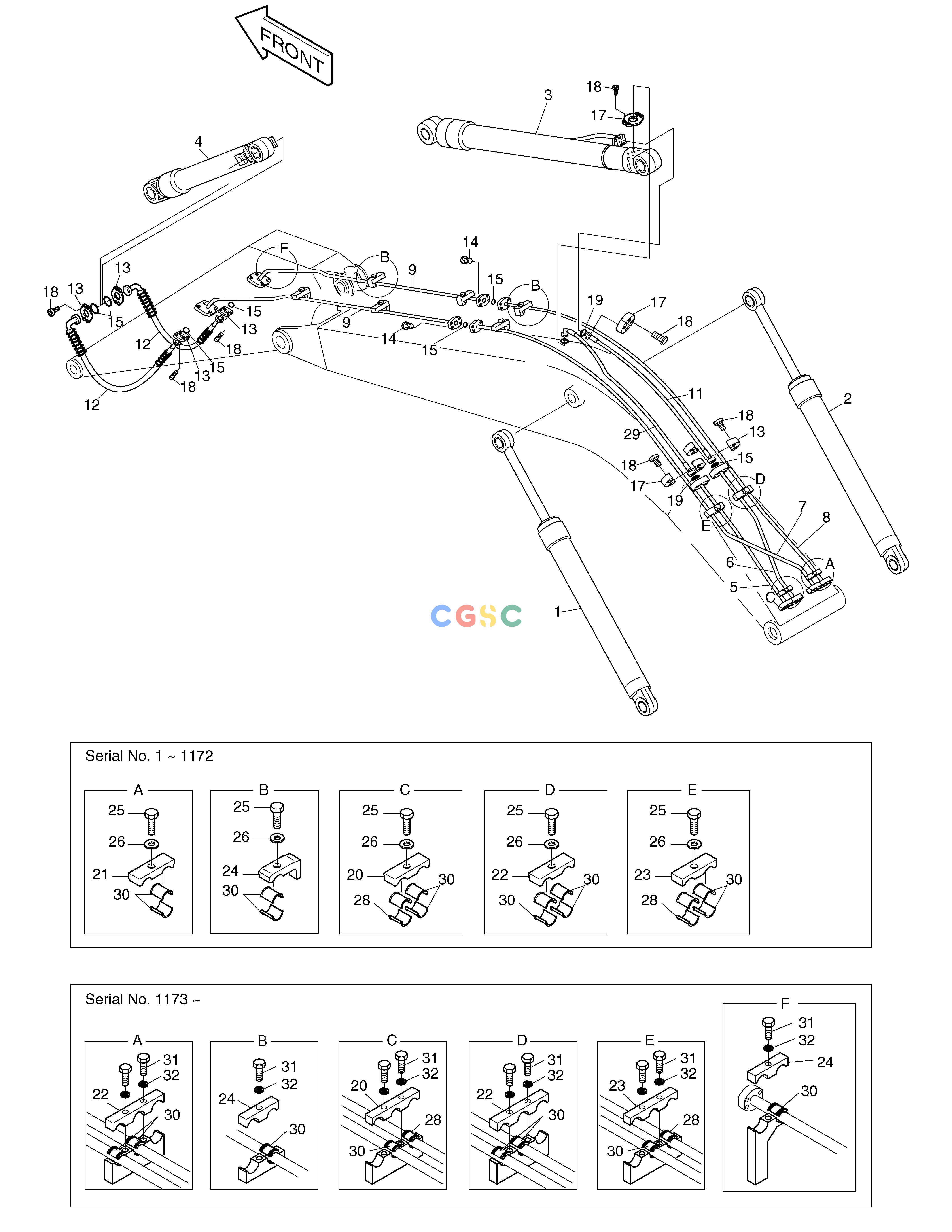 斗山零件查询FRONT PIPING-5.2m BOOM+2.4m ARM SOLAR 220LC-V Doosan parts catalog online