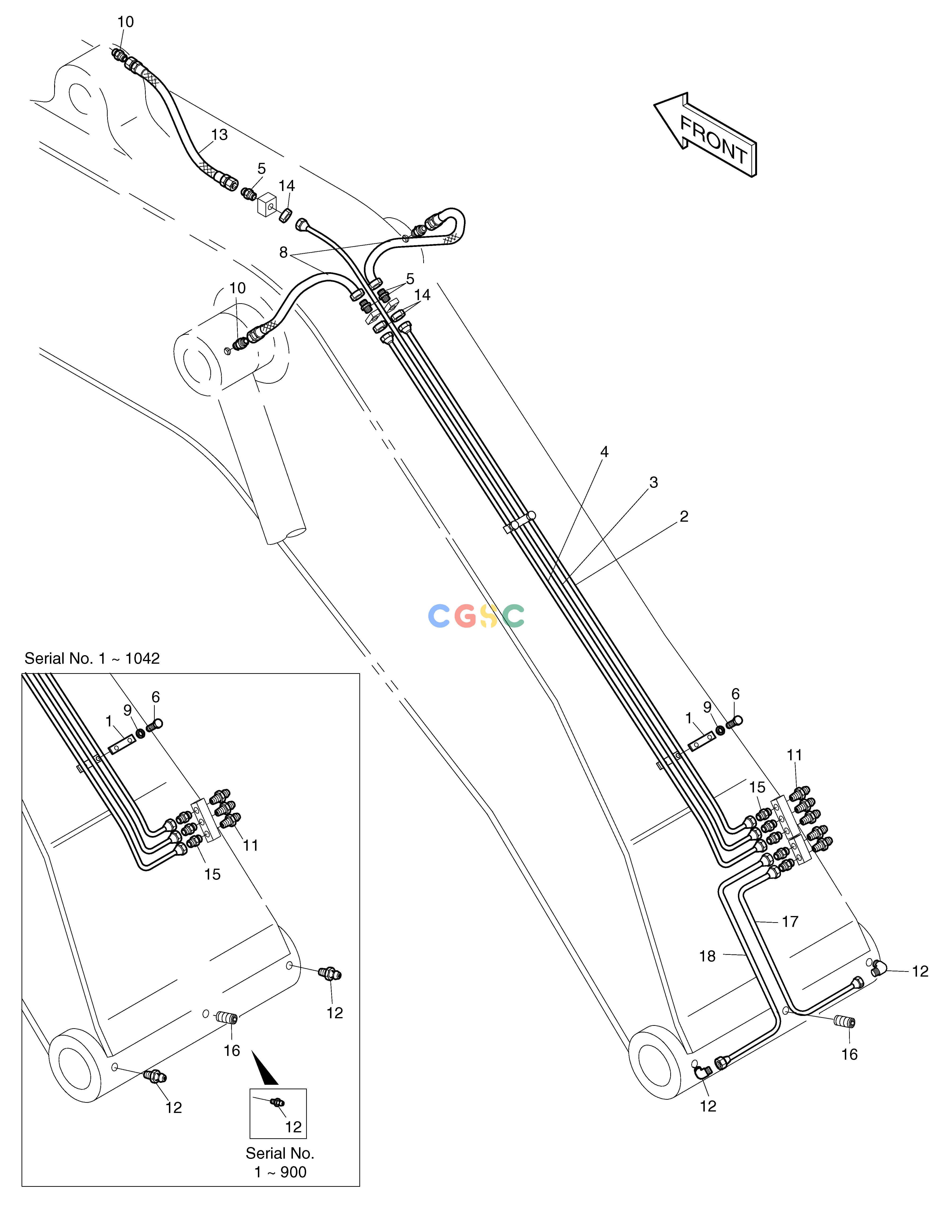 斗山零件查询LUBRICATION PIPING-5.2m BOOM+2.4m ARM SOLAR 220LC-V Doosan parts catalog online