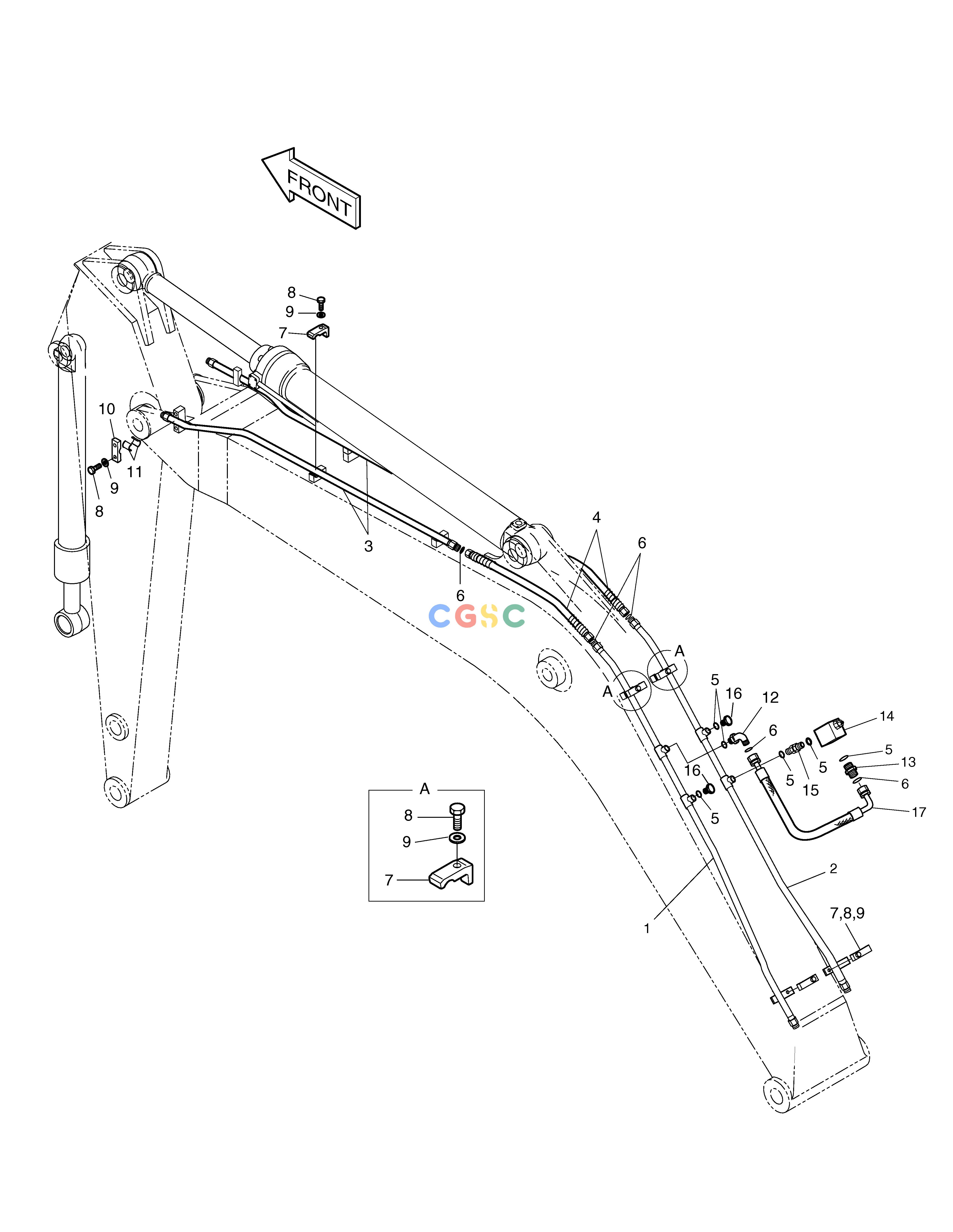 斗山零件查询BOOM PIPING-BOOM 5.2m + ARM 2.4m SOLAR 220LC-V Doosan parts catalog online