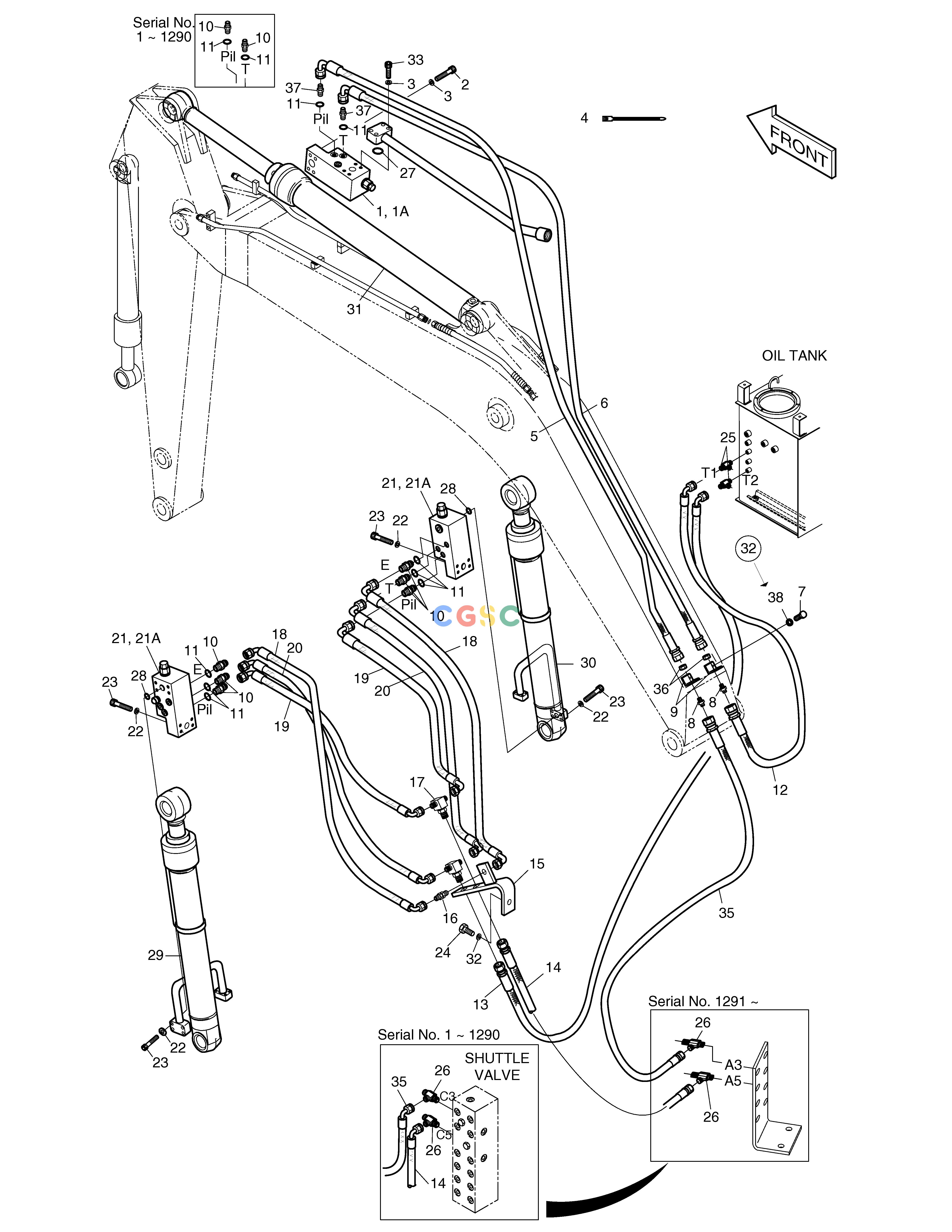 斗山零件查询LOCK VALVE PIPING-BOOM 8.5m + ARM 6.2m SOLAR 220LC-V Doosan parts catalog online