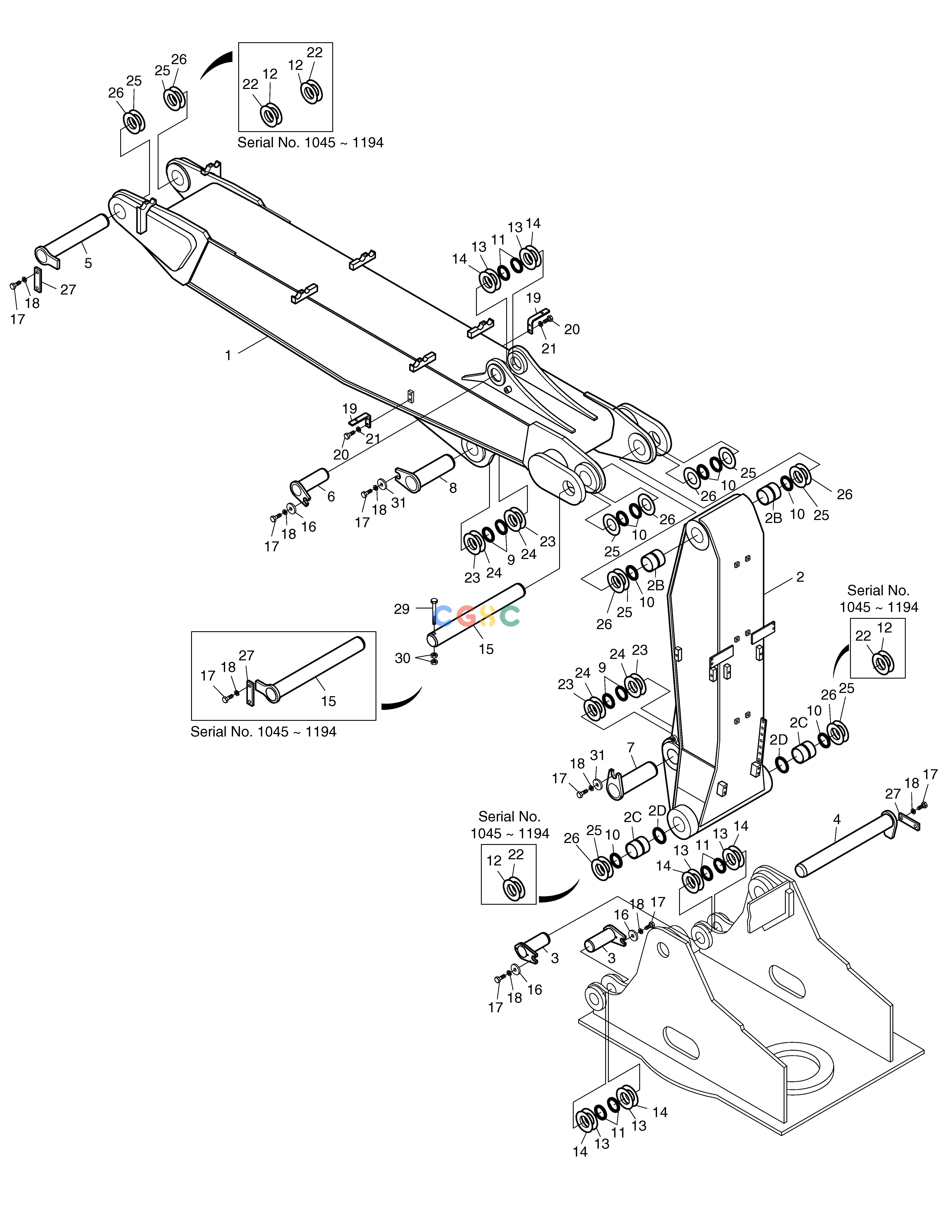 斗山零件查询BOOM-3.8m + 1.87m(ARTI.BOOM) SOLAR 220LC-V Doosan parts catalog online