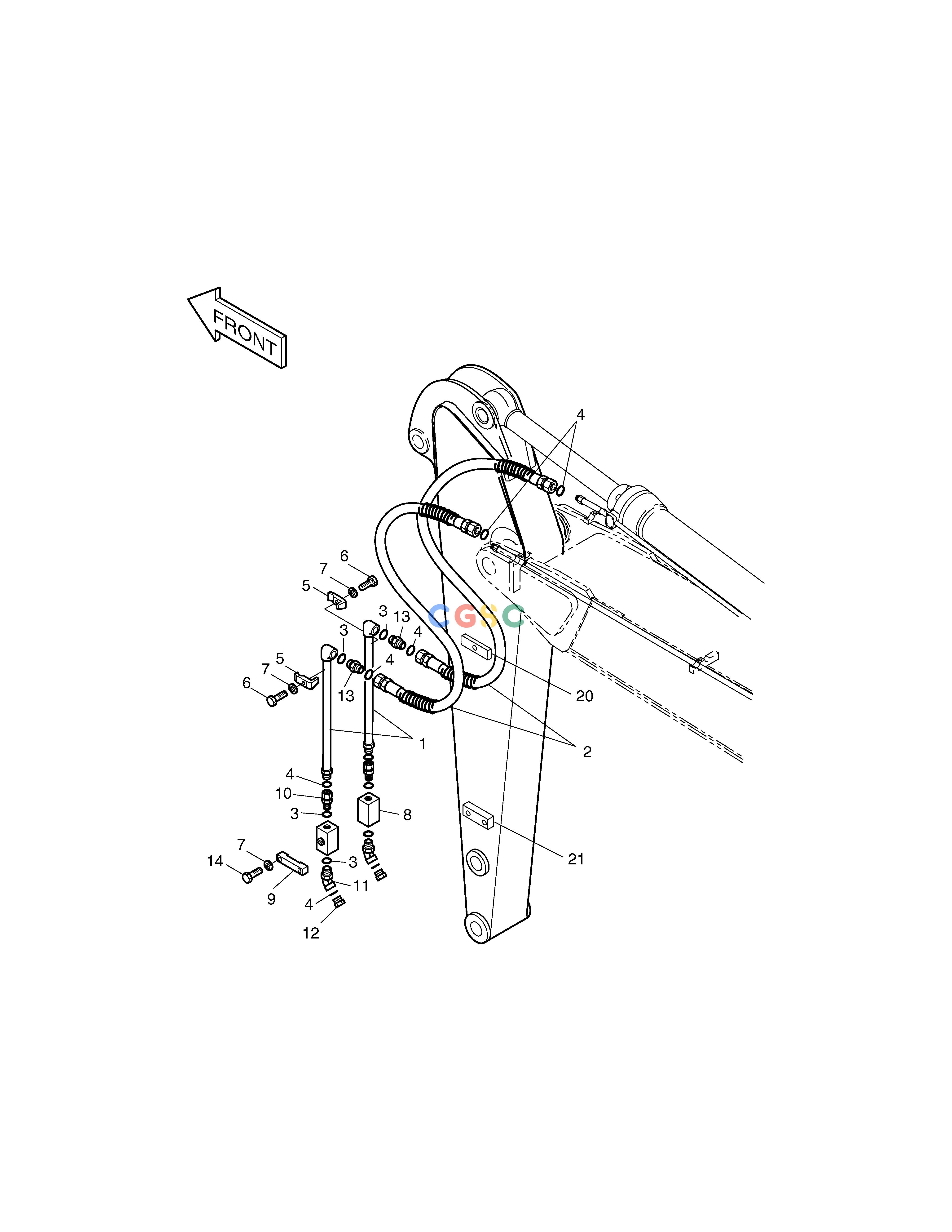 斗山零件查询ARM PIPING-ARM 2.0m 1 & 2 WAY(ARTI.BOOM) SOLAR 220LC-V Doosan parts catalog online