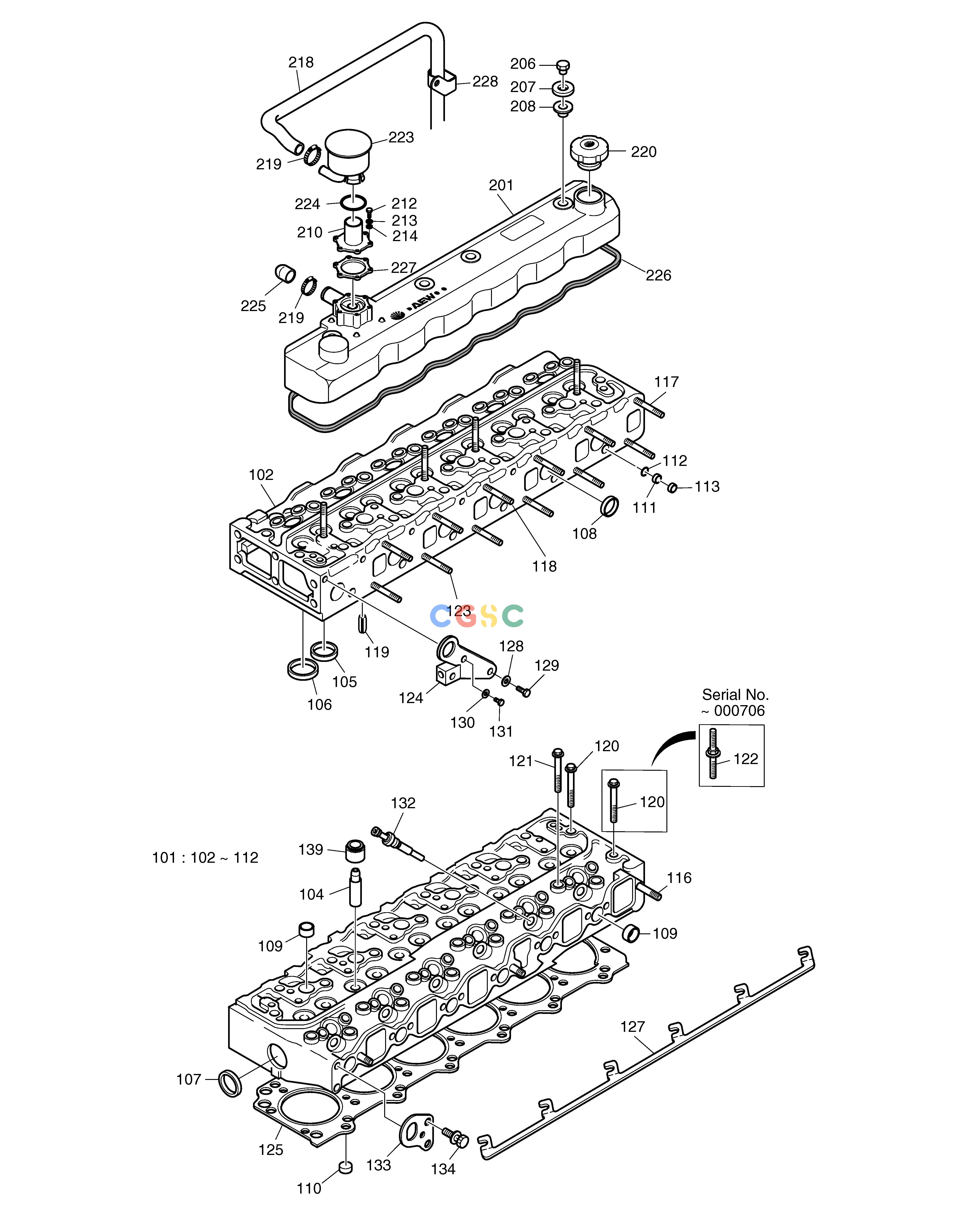 斗山零件查询CYLINDER HEAD SOLAR 130W-V(2) Doosan parts catalog online