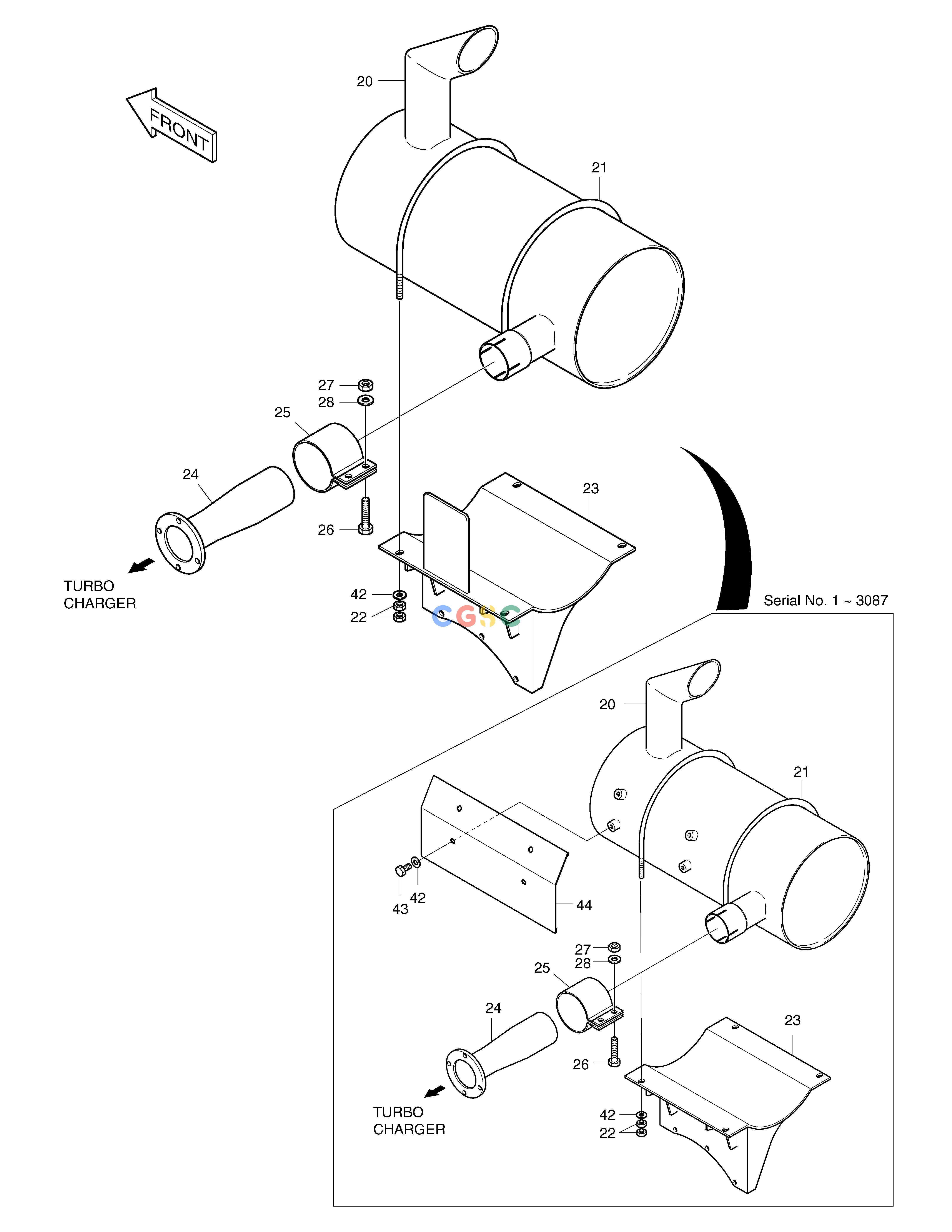 斗山零件查询MUFFLER SOLAR 130W-V(2) Doosan parts catalog online