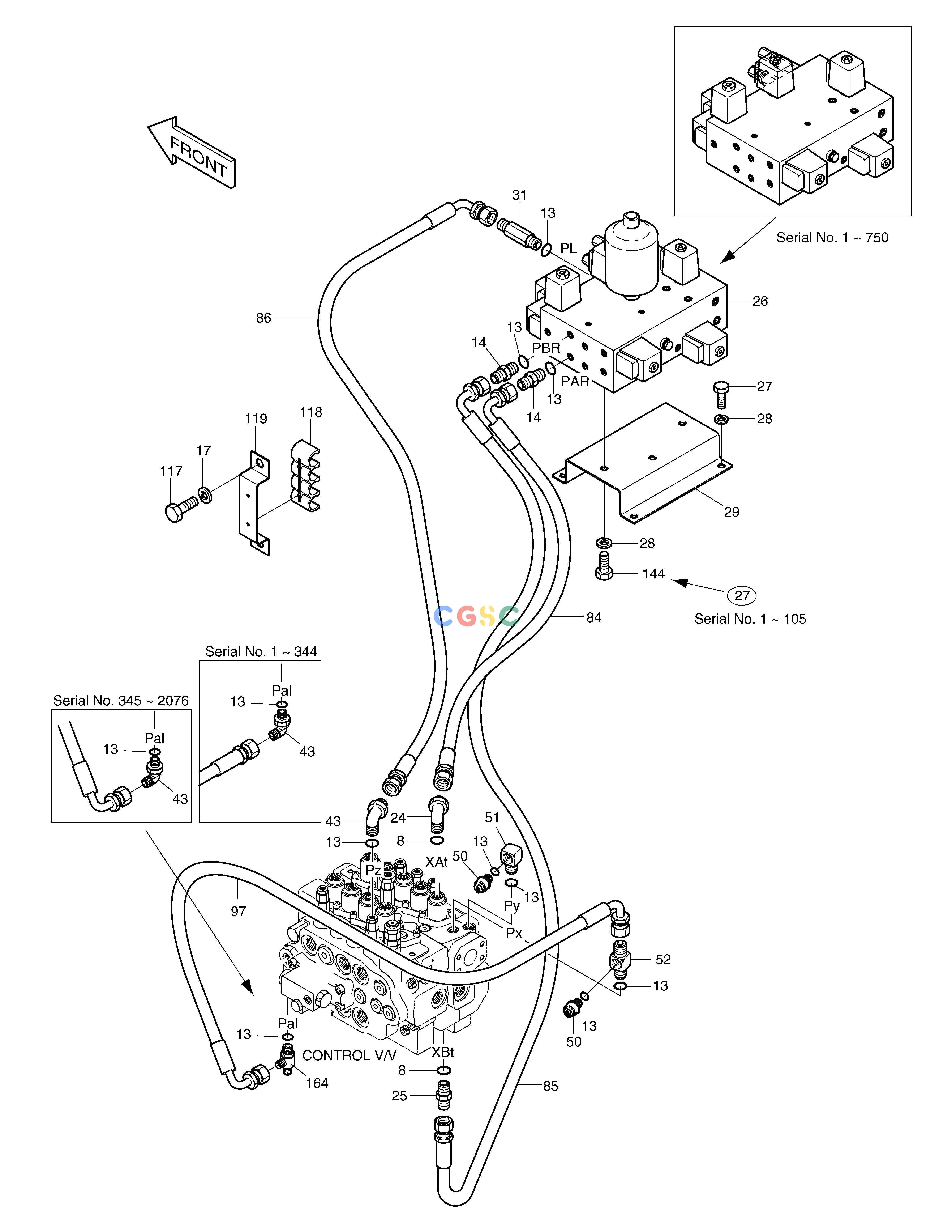 斗山零件查询PILOT PIPING(9) SOLAR 130W-V(2) Doosan parts catalog online