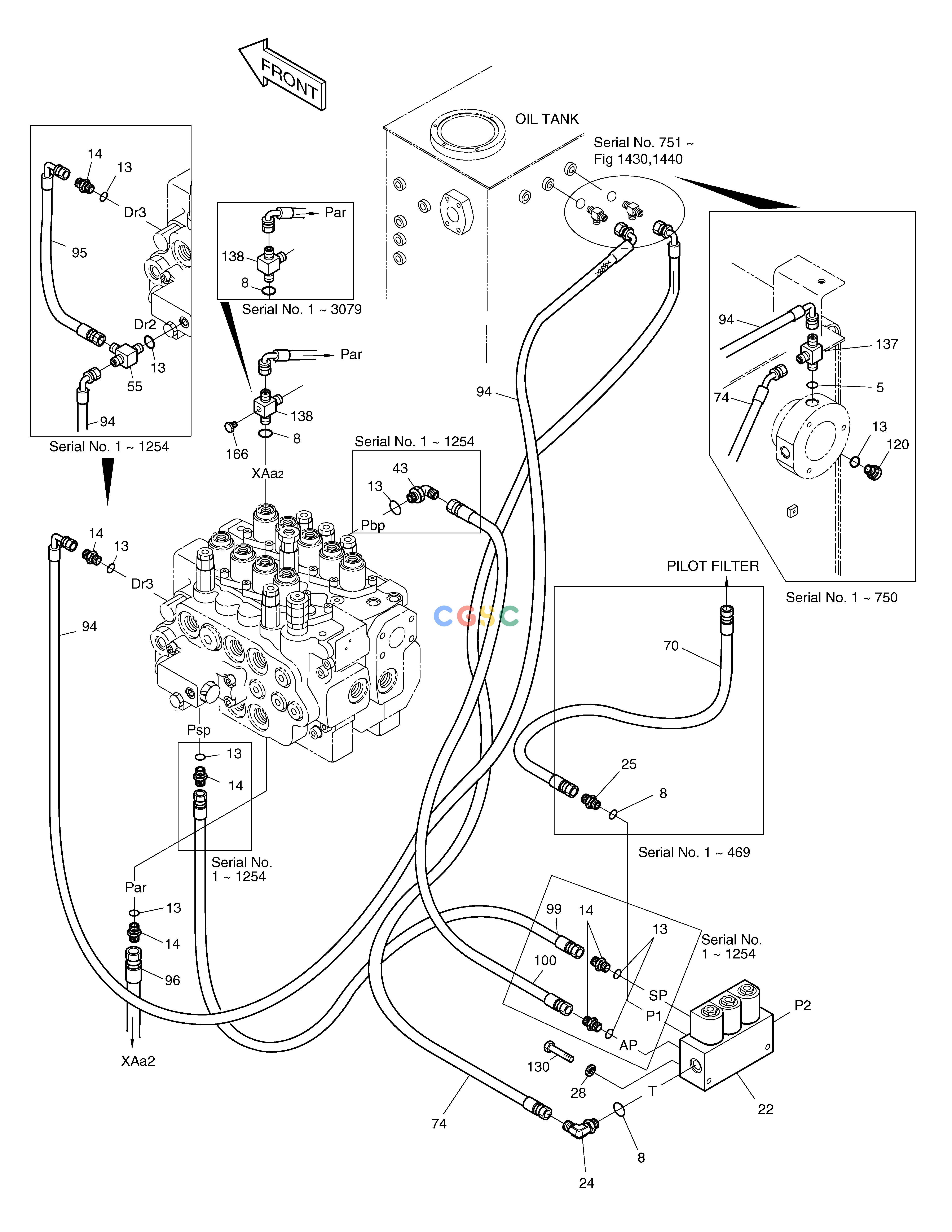 斗山零件查询PILOT PIPING(11) SOLAR 130W-V(2) Doosan parts catalog online