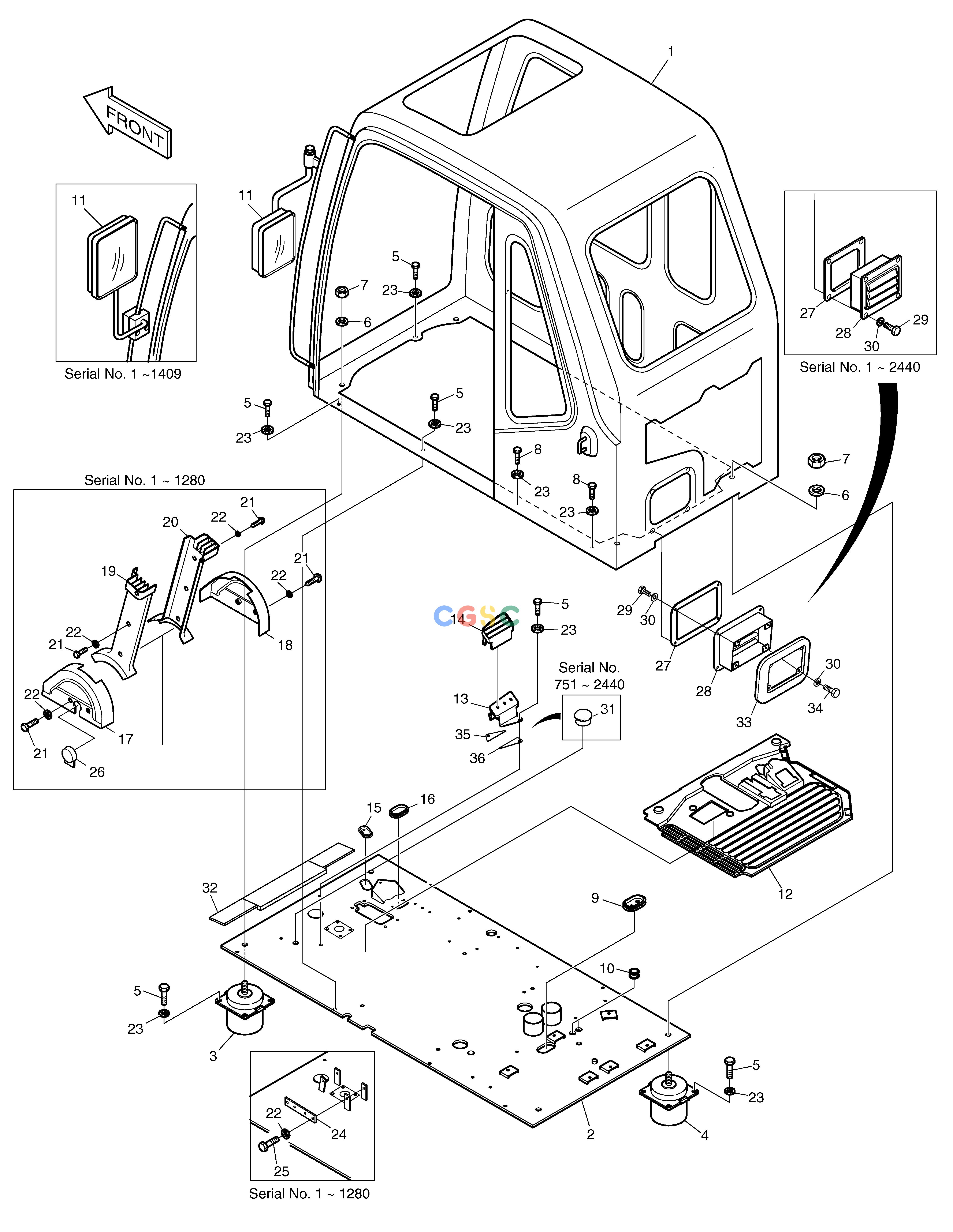 斗山零件查询CABIN ASS'Y SOLAR 130W-V(2) Doosan parts catalog online