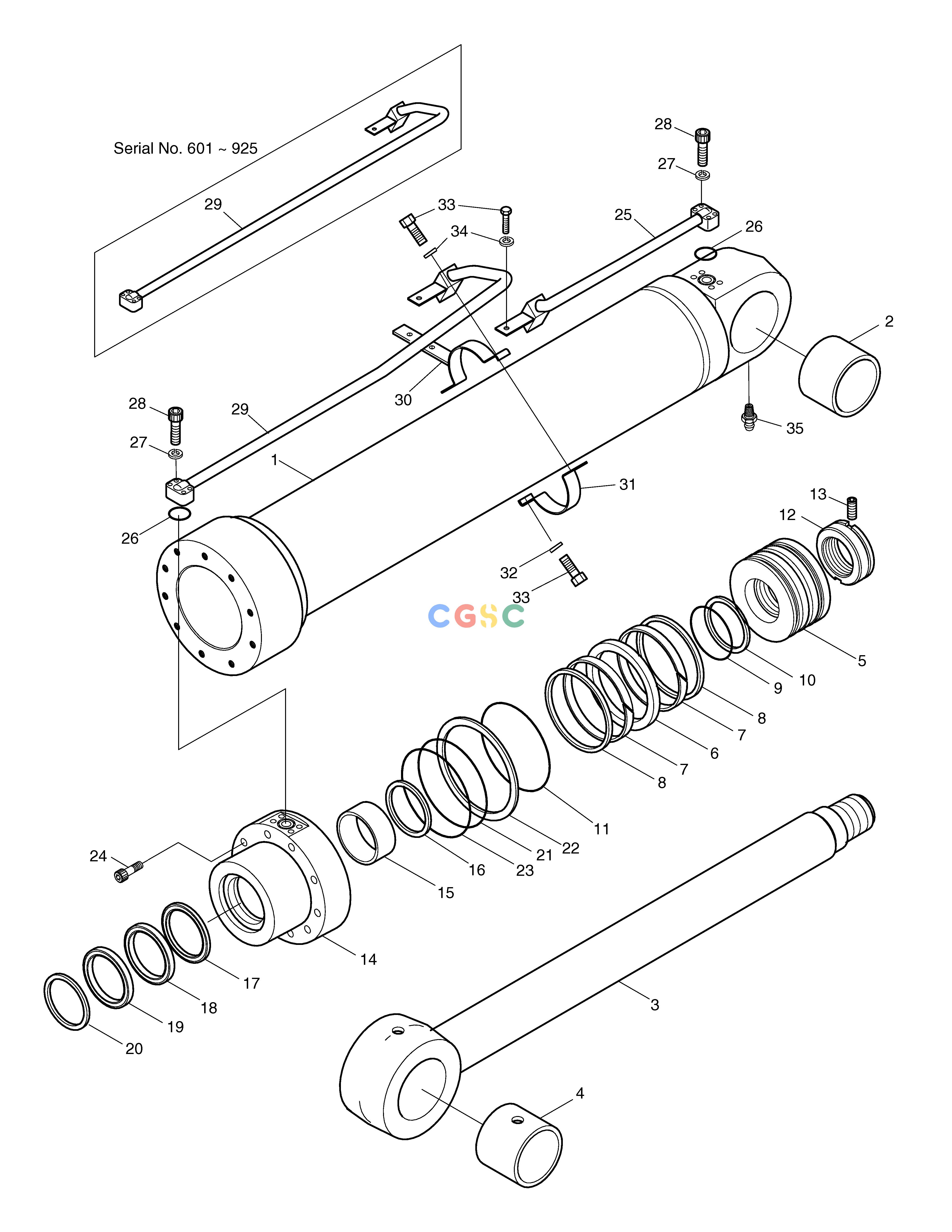 斗山零件查询BOOM CYLINDER-L.H SOLAR 130W-V(2) Doosan parts catalog online