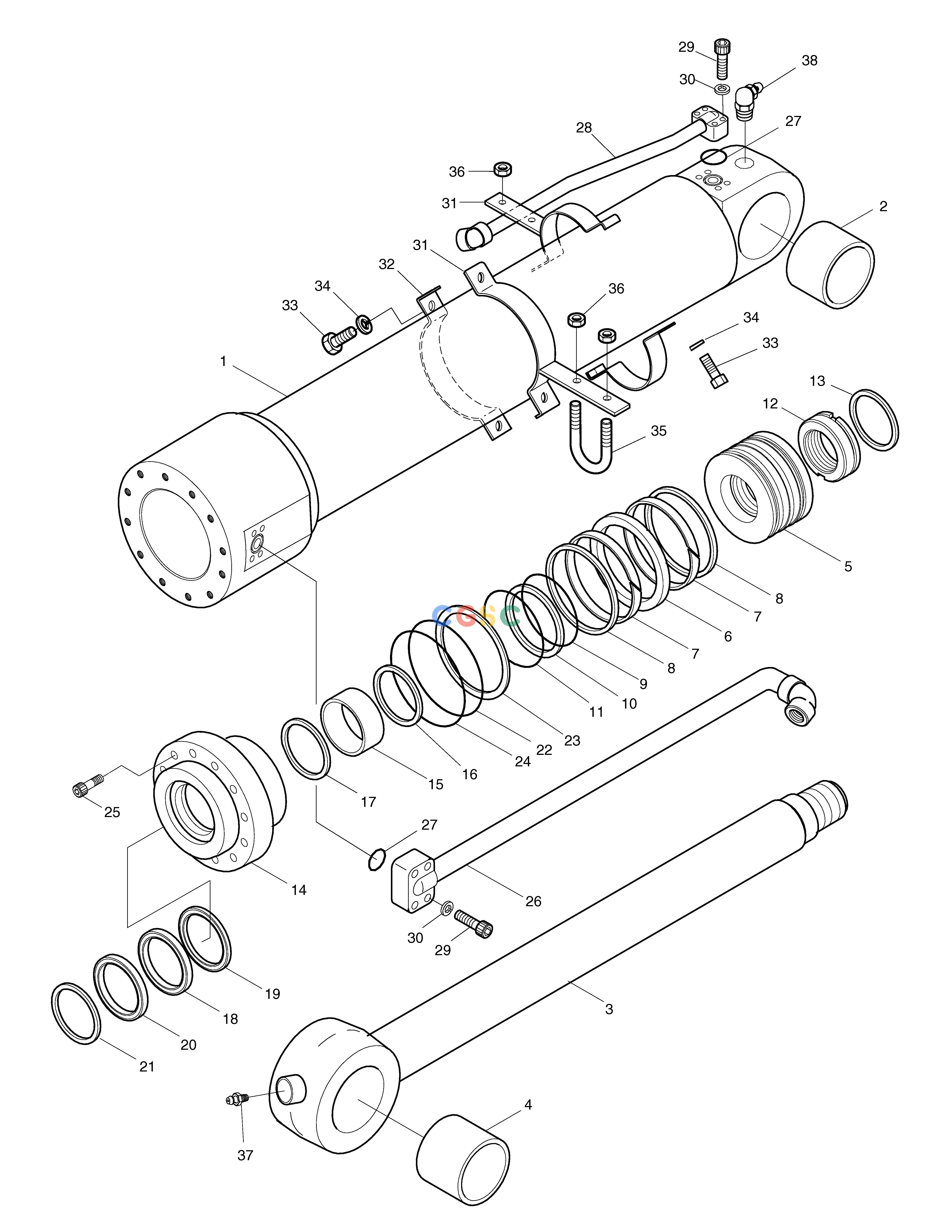 斗山零件查询BUCKET CYLINDER-ARTI.BOOM SOLAR 130W-V(2) Doosan parts catalog online