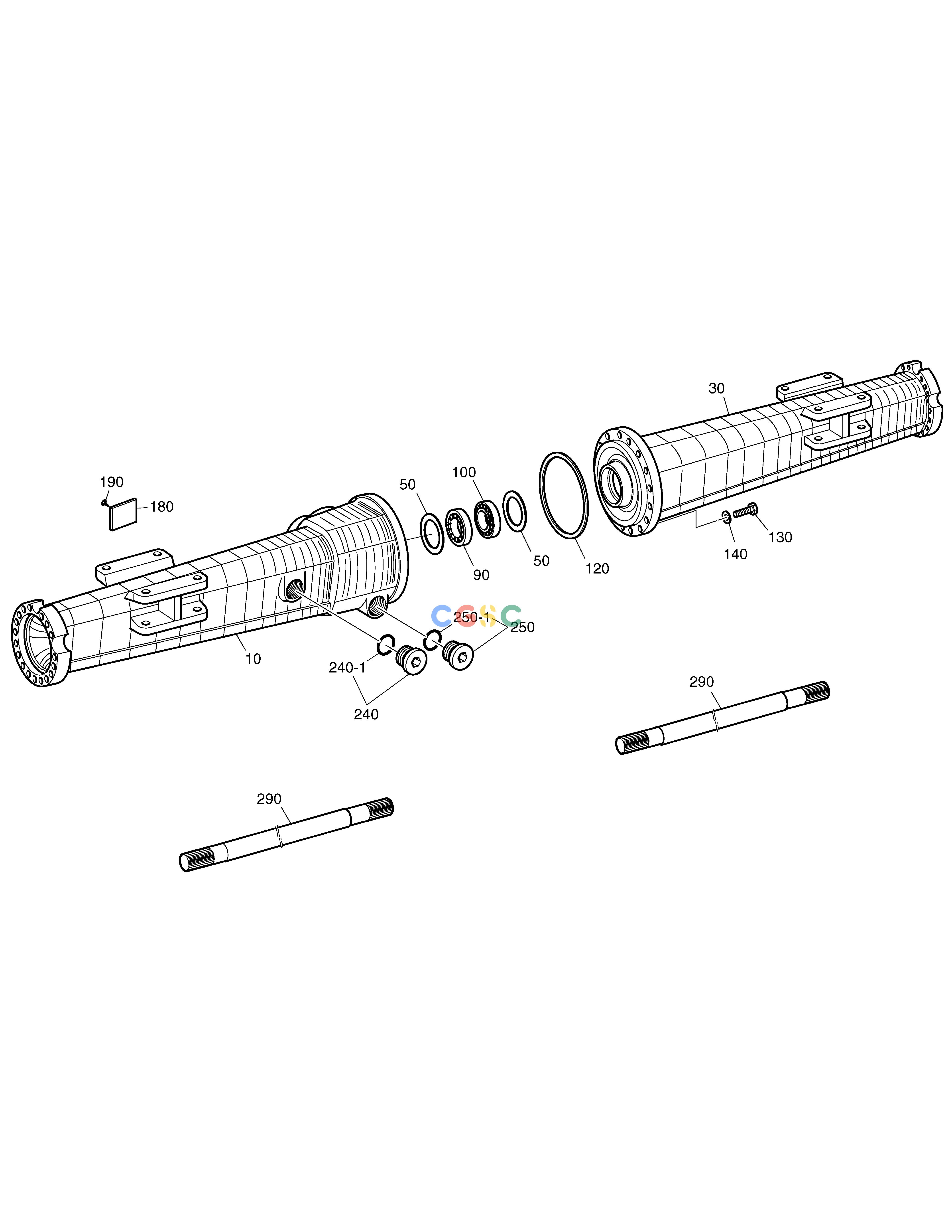 斗山零件查询AXLE CASING-REAR AXLE SOLAR 130W-V(2) Doosan parts catalog online