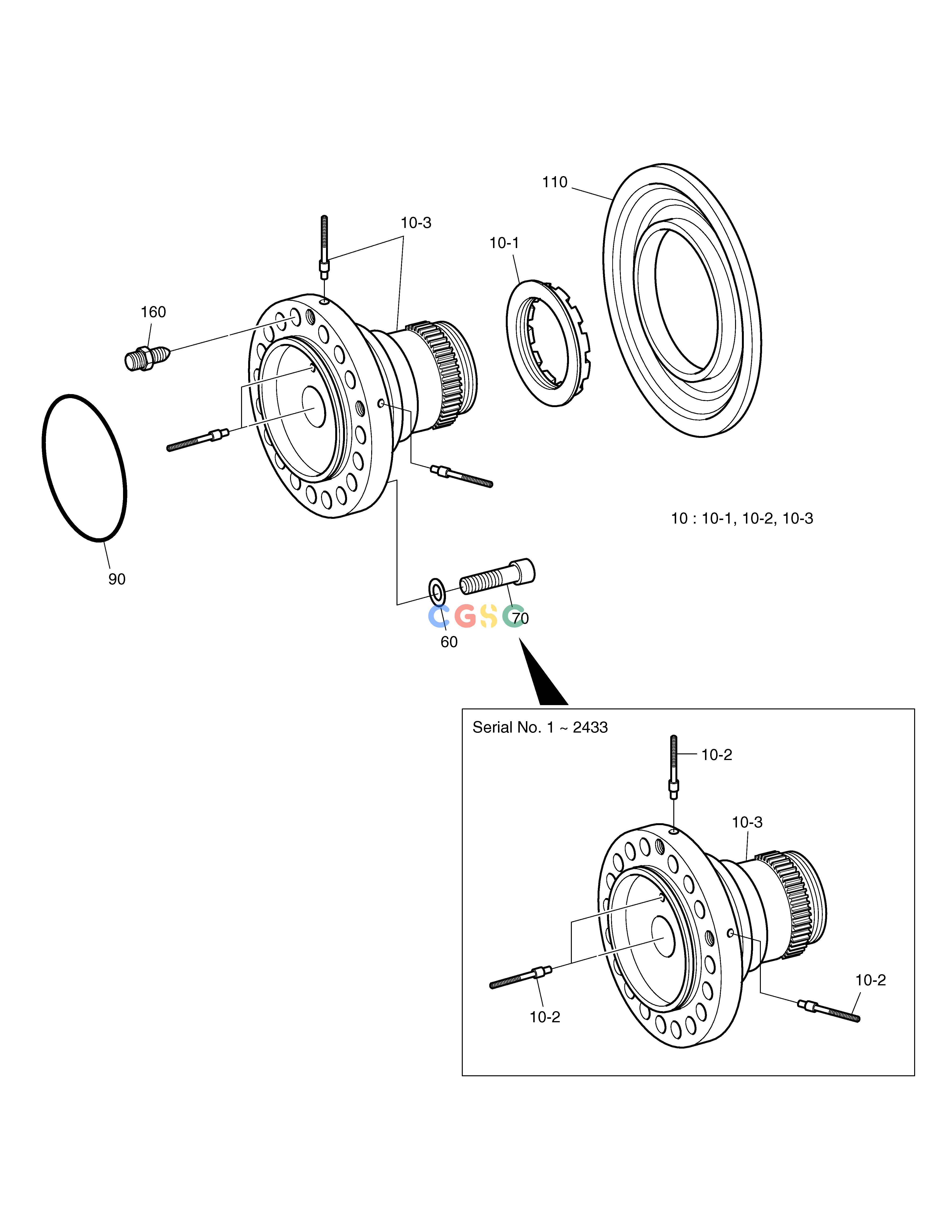 斗山零件查询HUB CARRIER-REAR AXLE SOLAR 130W-V(2) Doosan parts catalog online
