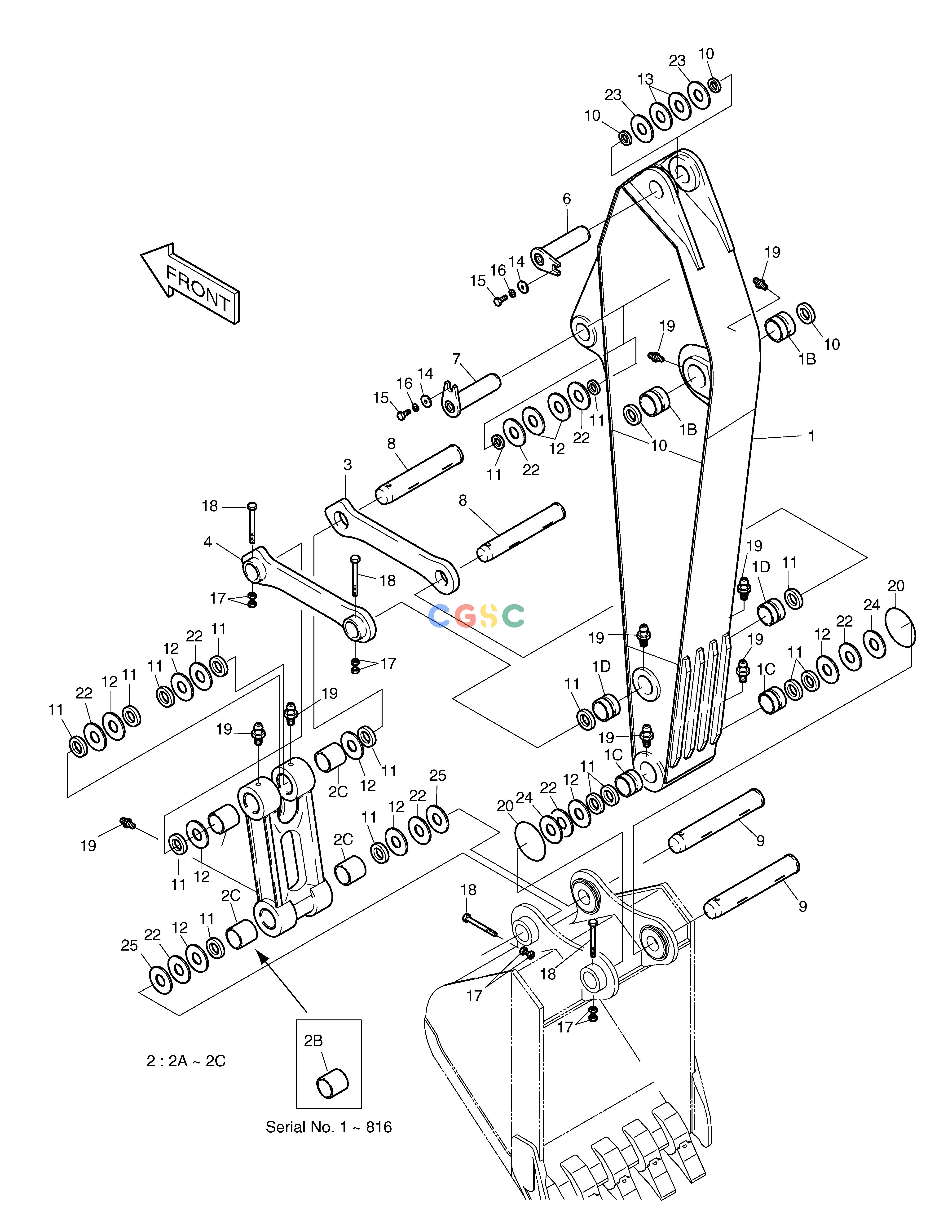 斗山零件查询ARM-2.25m SOLAR 130W-V(2) Doosan parts catalog online