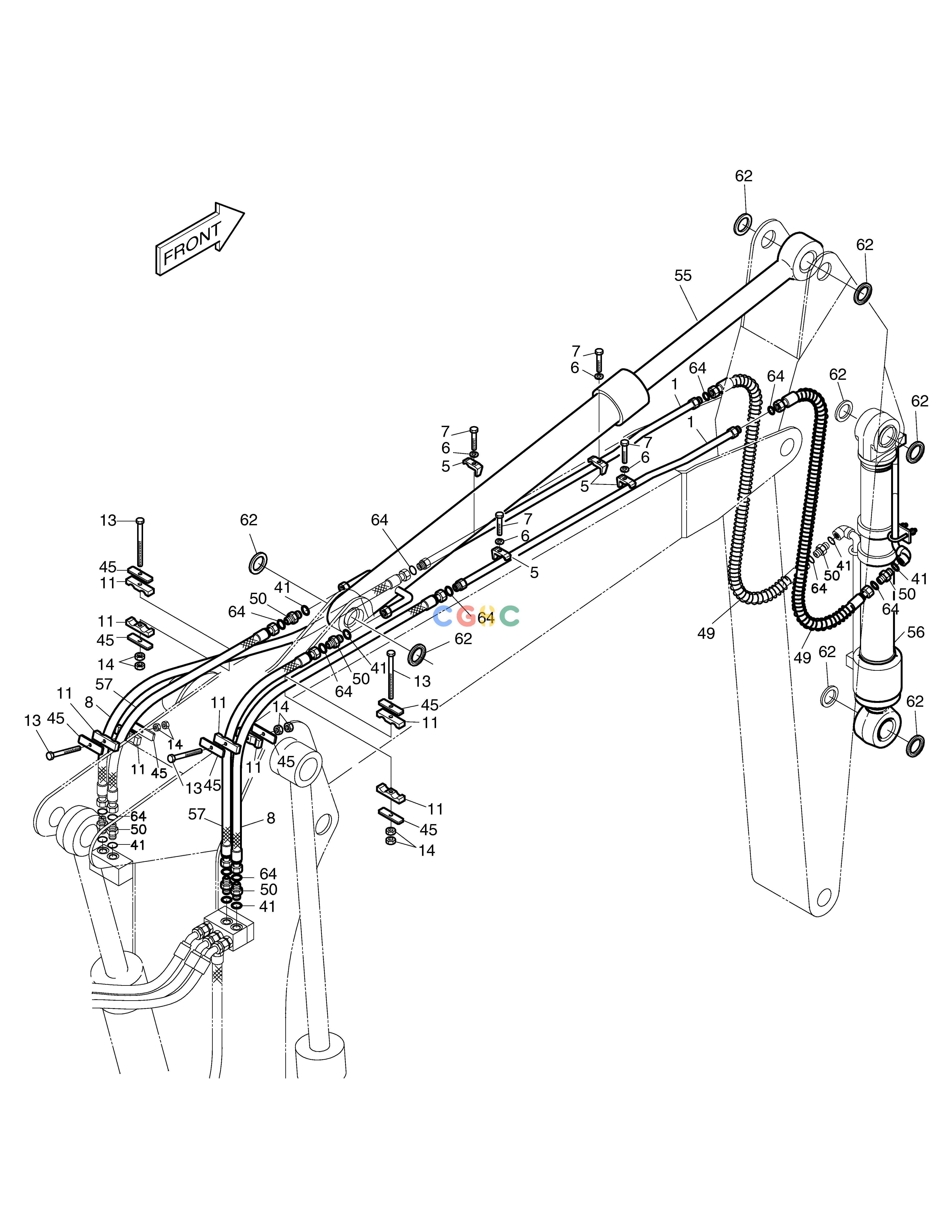 斗山零件查询FRONT PIPING(2)-ARTI.BOOM SOLAR 130W-V(2) Doosan parts catalog online