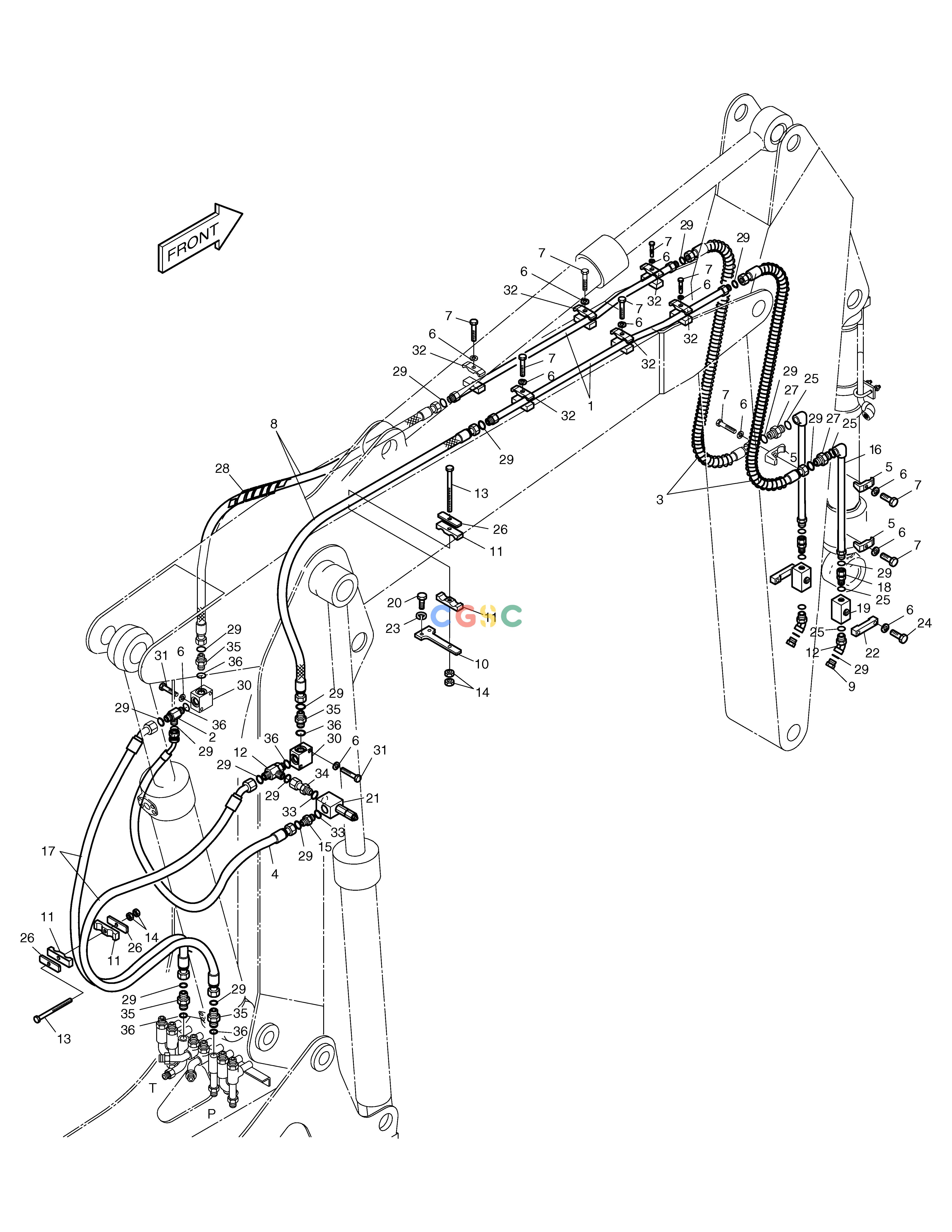 斗山零件查询FRONT ONE-WAY PIPING-ARTI.BOOM SOLAR 130W-V(2) Doosan parts catalog online
