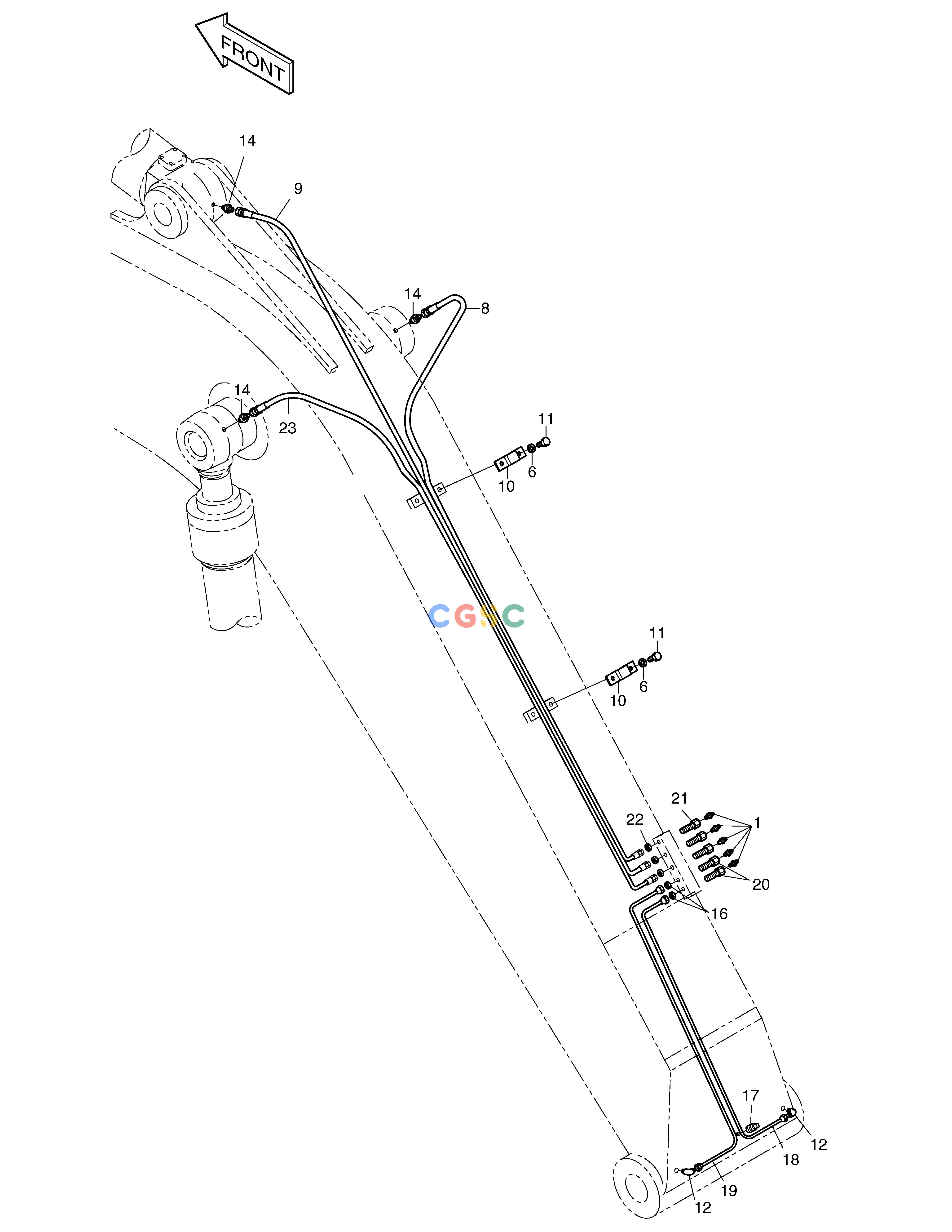 斗山零件查询LUBRICATION PIPING-BOOM4.6m SOLAR 130W-V(2) Doosan parts catalog online