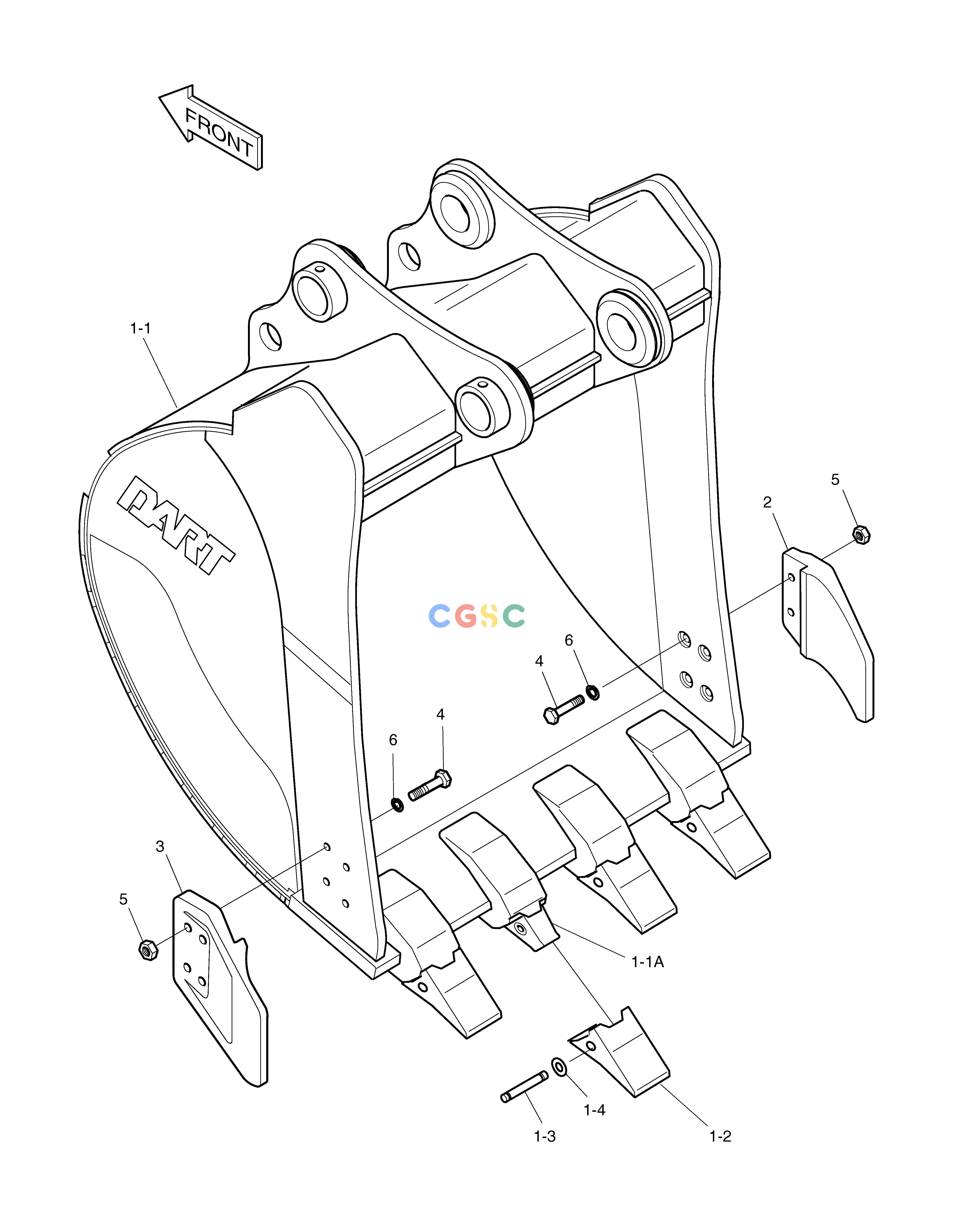 斗山零件查询BUCKET-0.38㎥(30")-SIDE PIN SOLAR 130W-V(2) Doosan parts catalog online