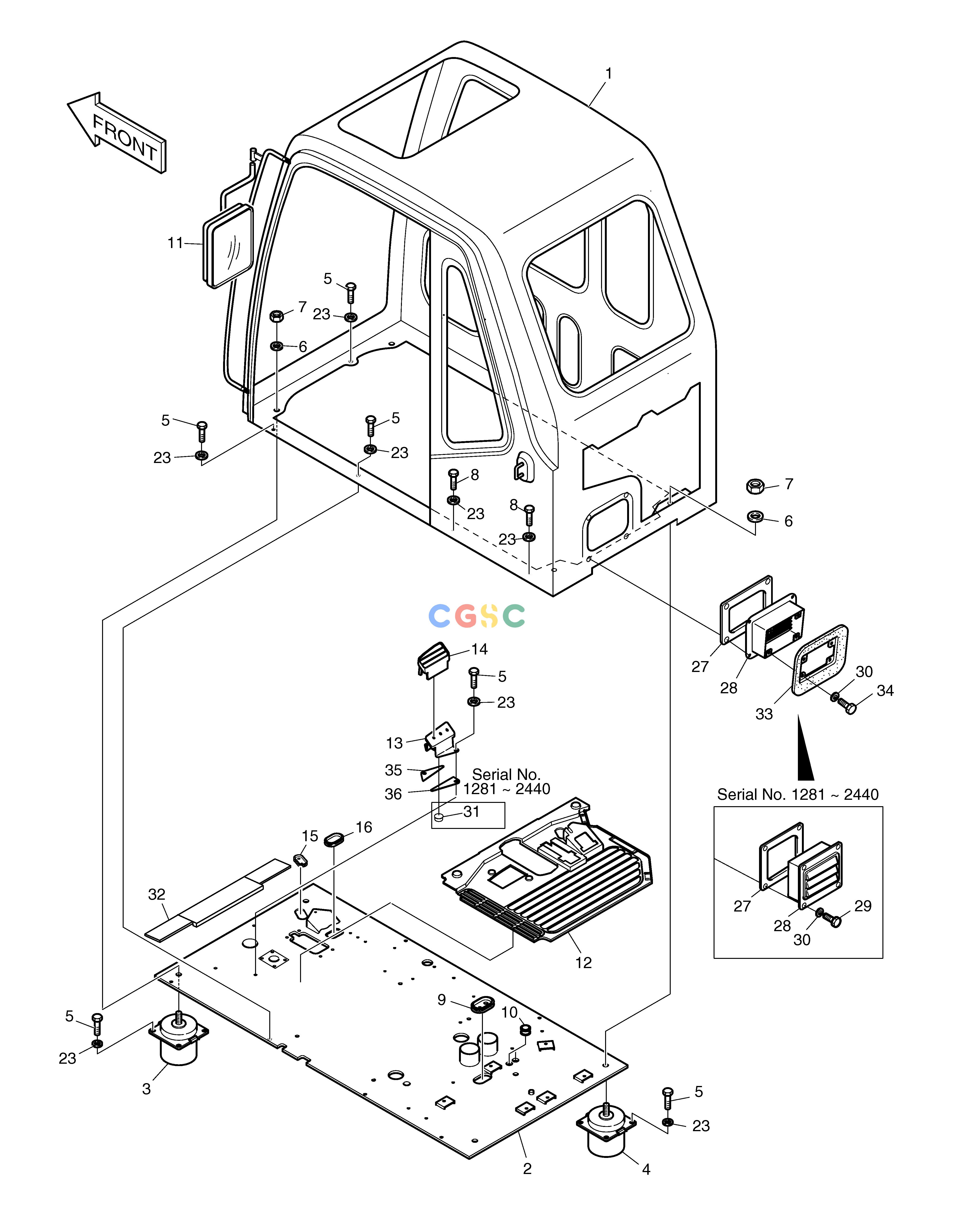 斗山零件查询CABIN ASS'Y-WINDOW GUARD SOLAR 130W-V(2) Doosan parts catalog online