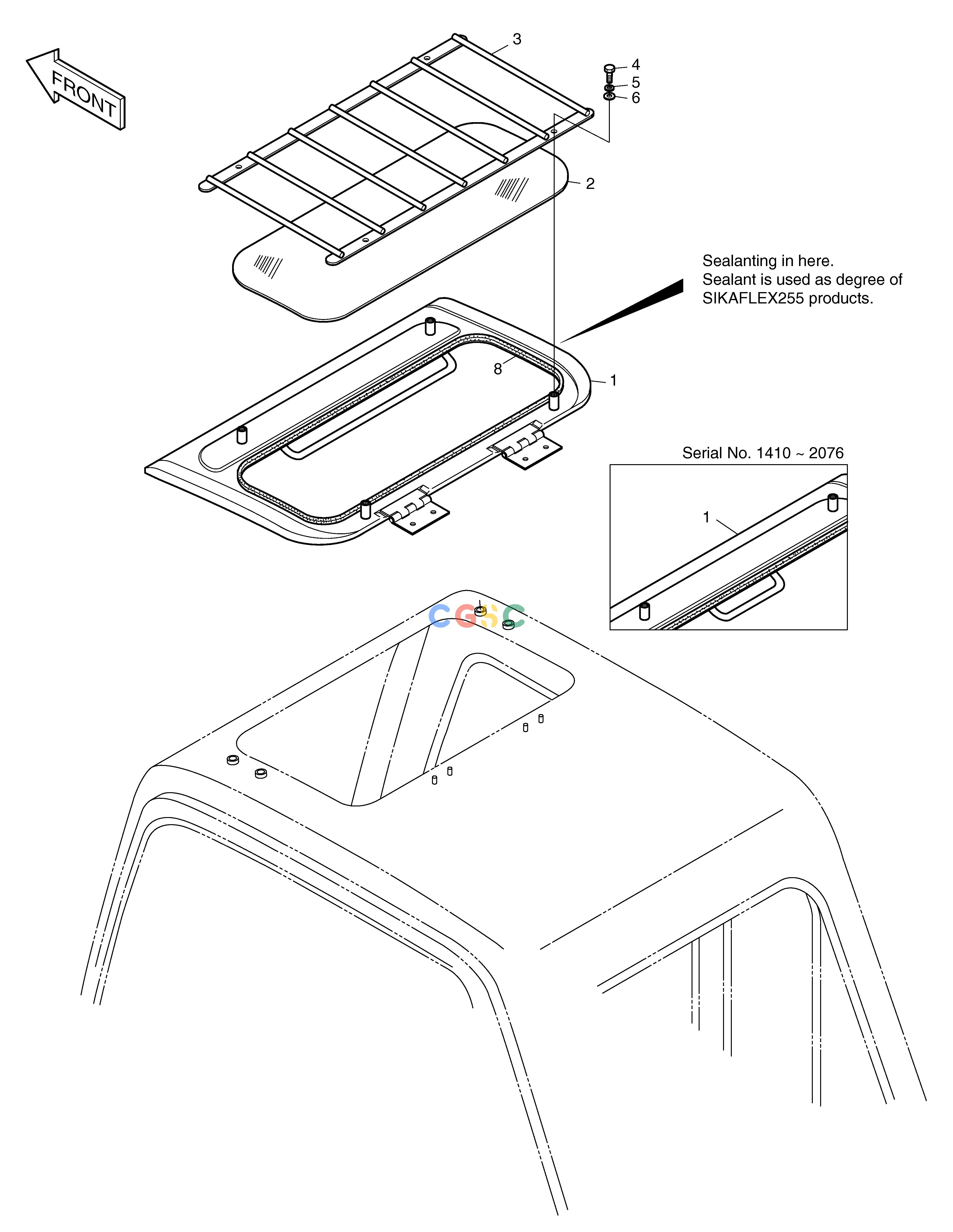 斗山零件查询SUN ROOF ASS'Y SOLAR 130W-V(2) Doosan parts catalog online