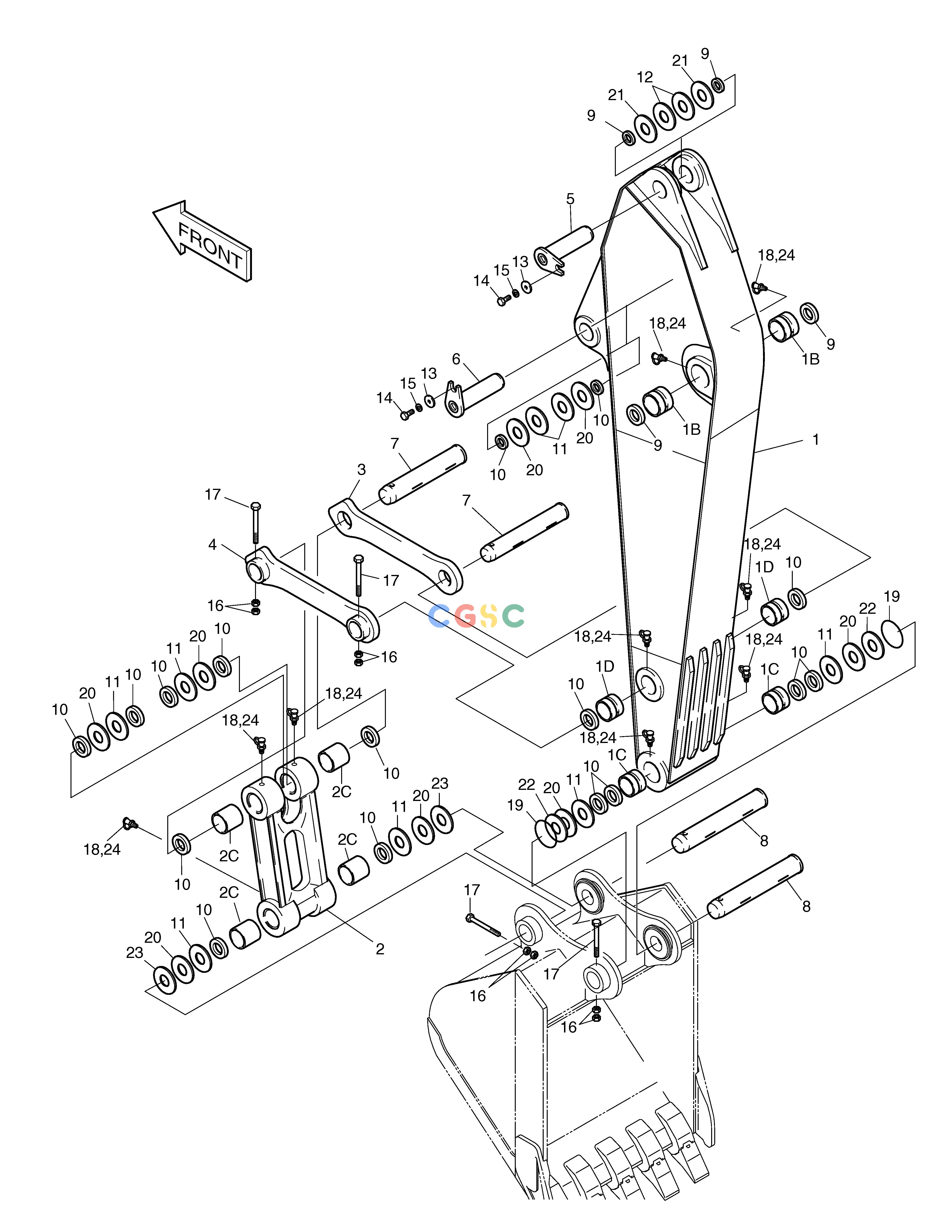 斗山零件查询ARM-2.25m-ARTI.BOOM SOLAR 130W-V(2) Doosan parts catalog online