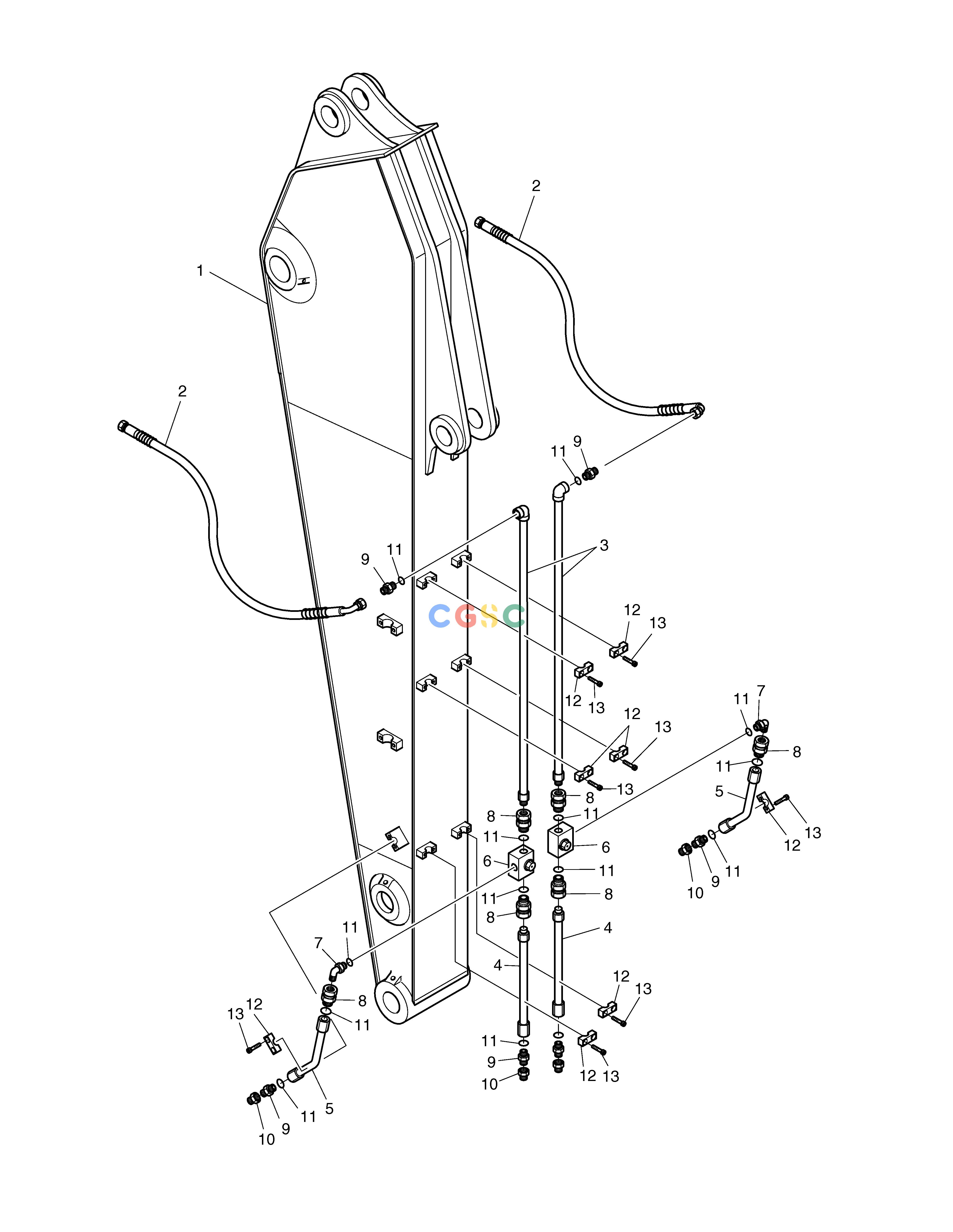 斗山零件查询ARM PIPING(2.5m)-ROTATION & TILTING SOLAR 130W-V(2) Doosan parts catalog online