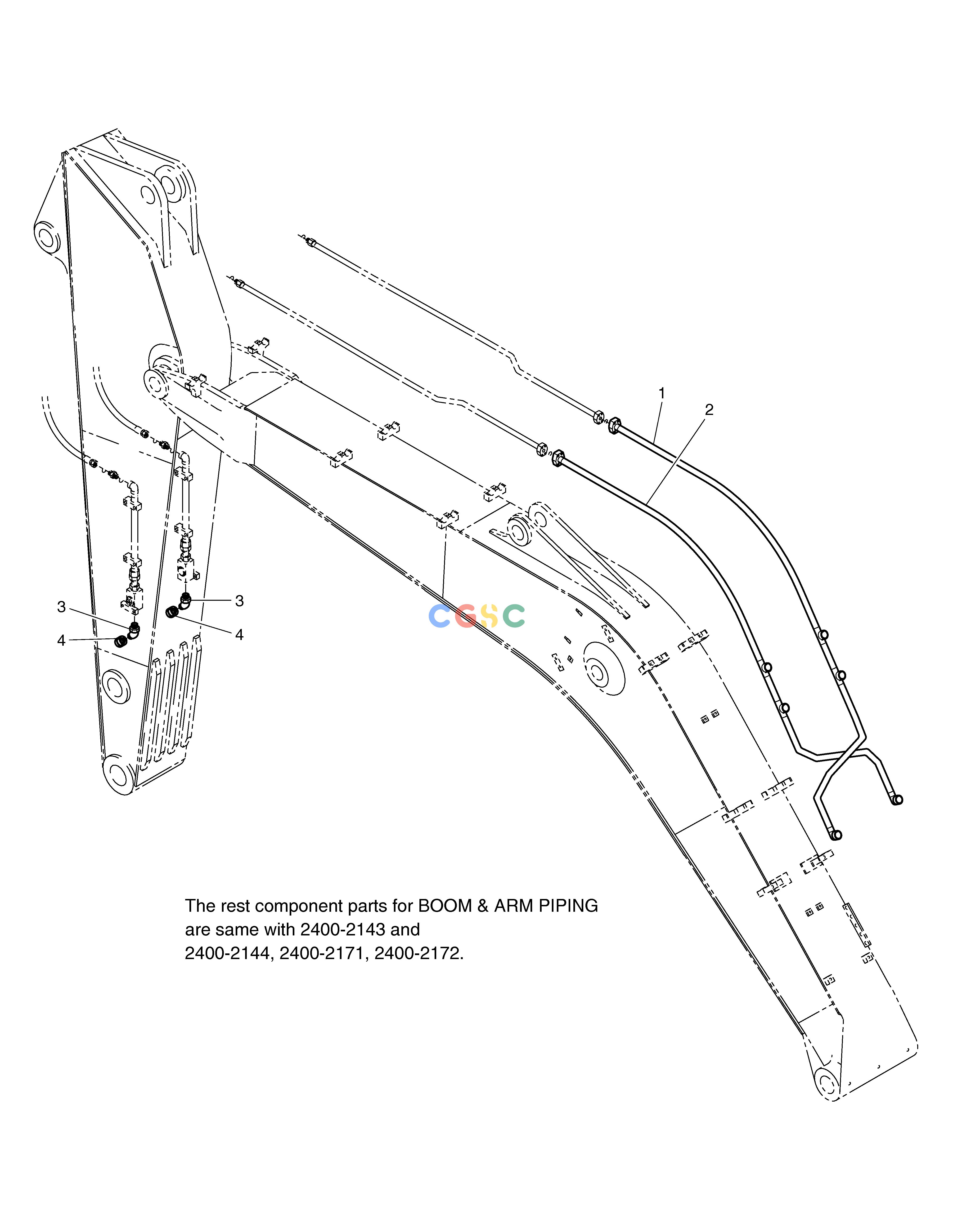 斗山零件查询FRONT PIPING(BOOM 4.6m)-KOREA SOLAR 130W-V(2) Doosan parts catalog online