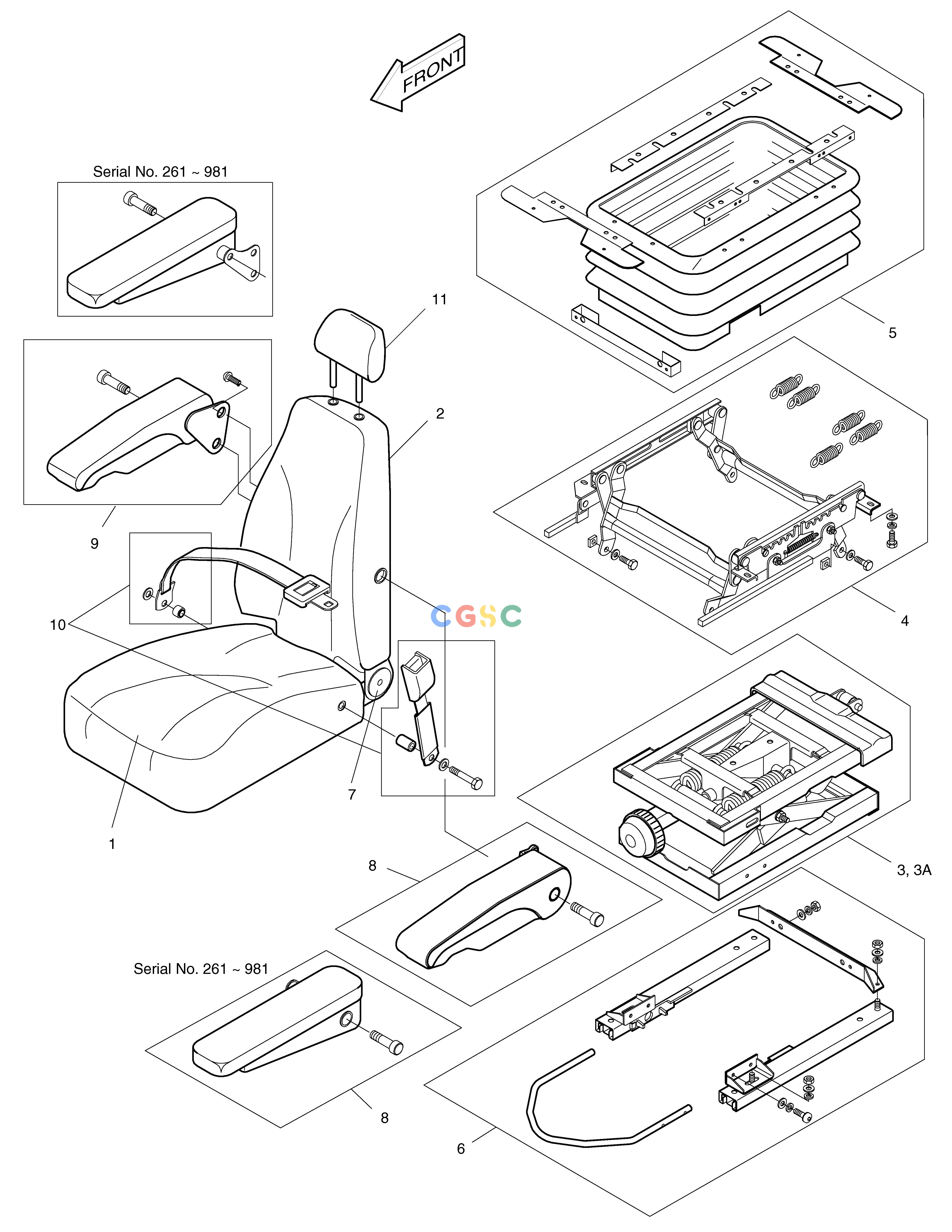 斗山零件查询SEAT-EXCEPT EUROPE & U.S.A SOLAR 130LC-V Doosan parts catalog online