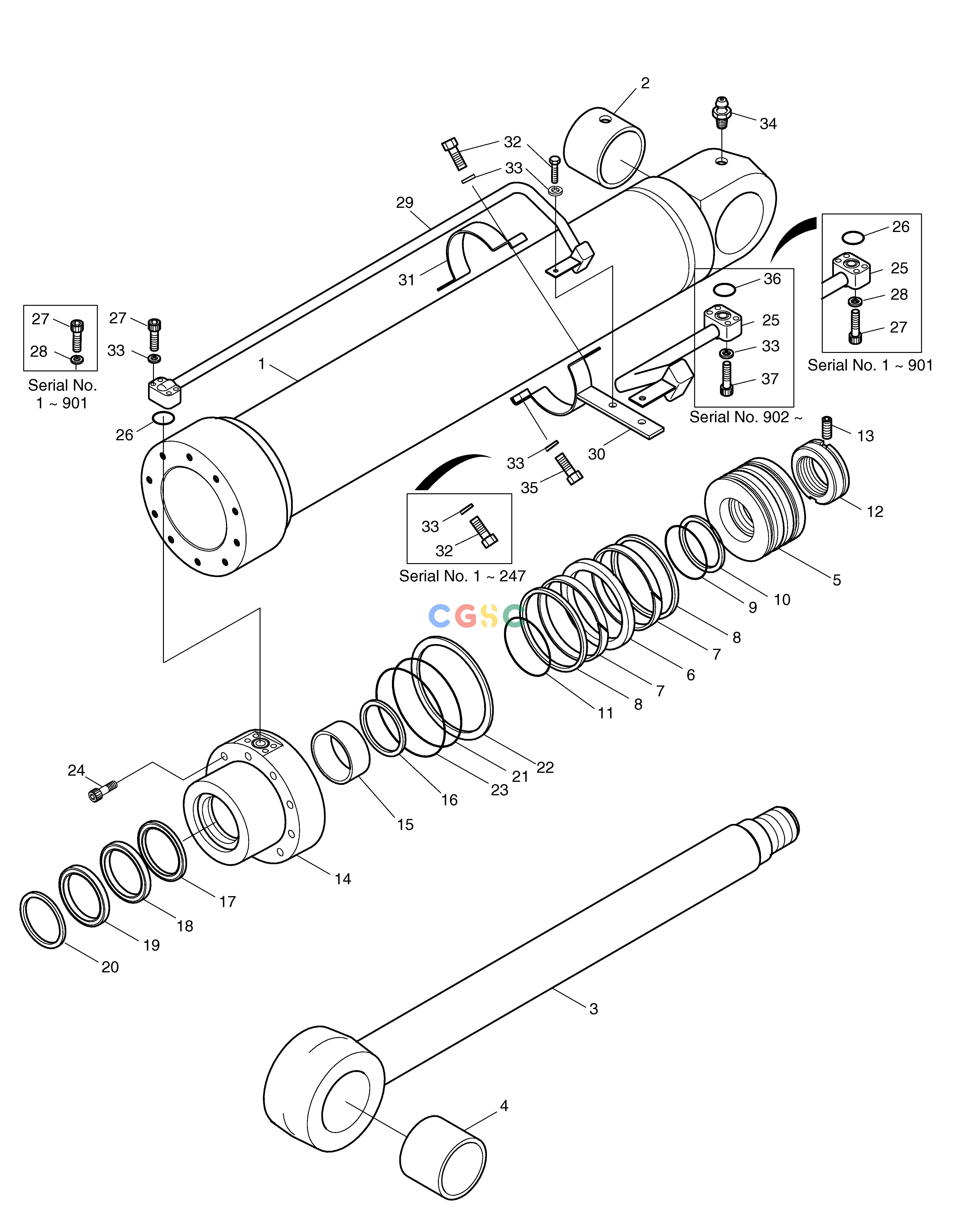 斗山零件查询BOOM CYLINDER-L.H SOLAR 130LC-V Doosan parts catalog online