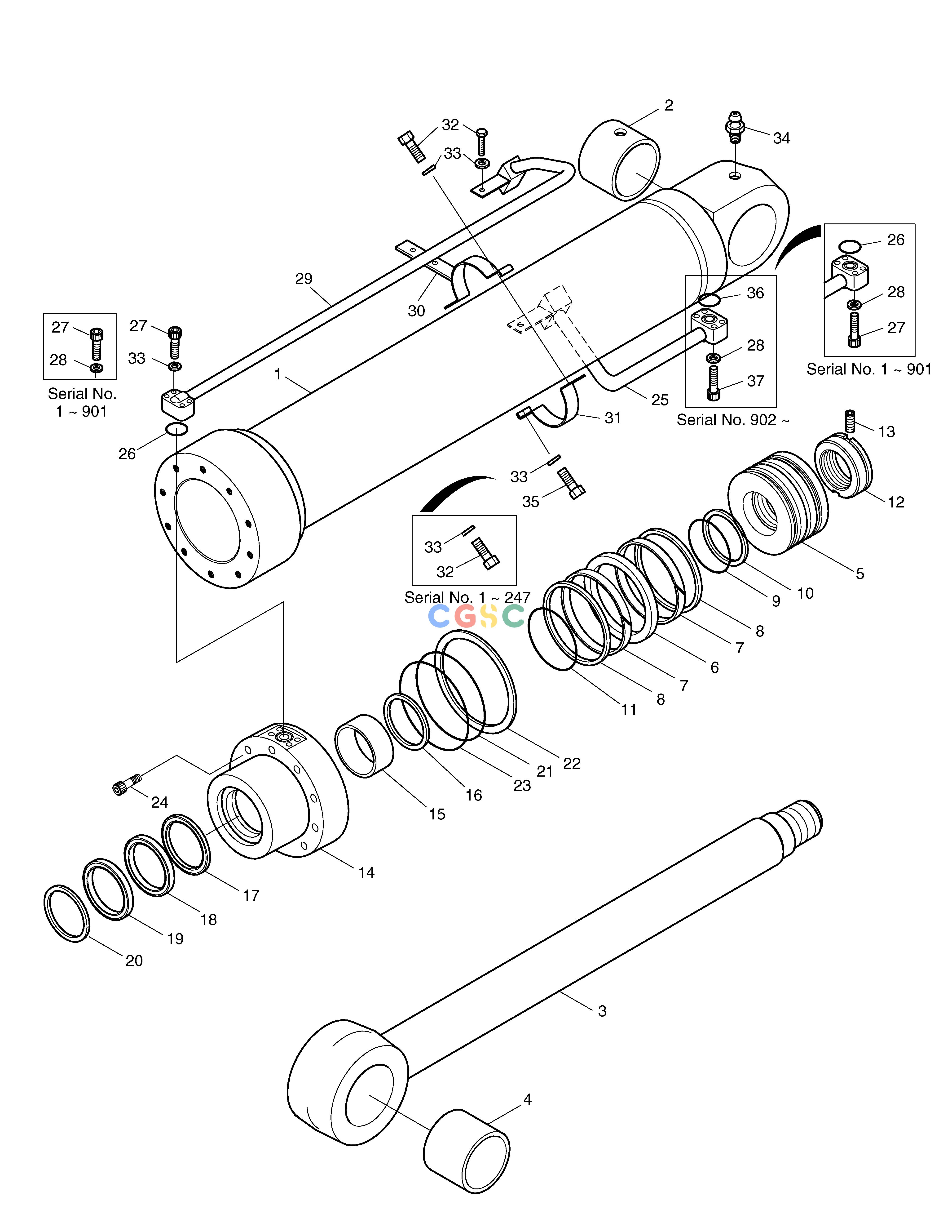 斗山零件查询BOOM CYLINDER-R.H SOLAR 130LC-V Doosan parts catalog online